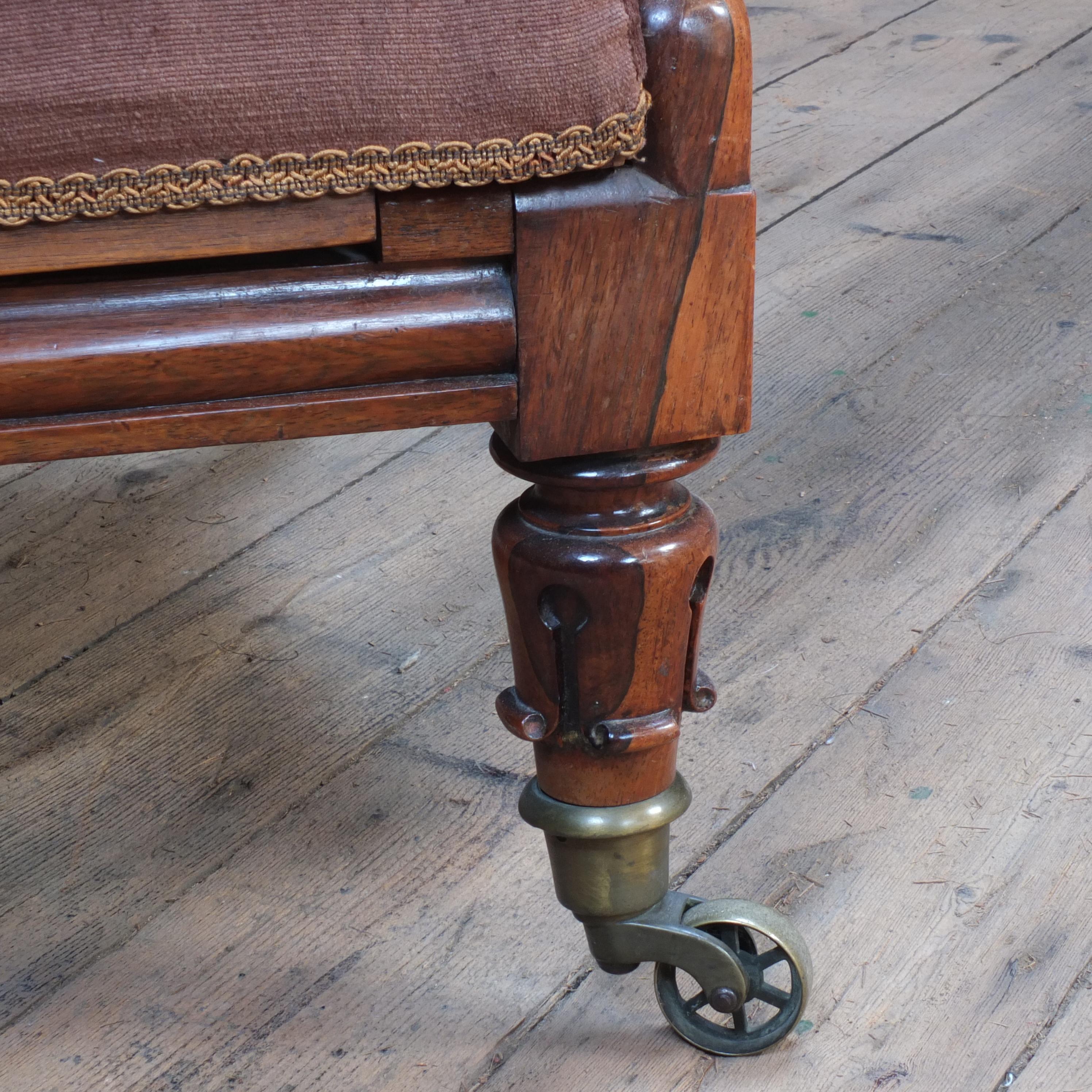 Antique Regency English William IV Rosewood Reclining Armchair In Fair Condition In Batley, GB