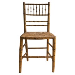 Antique Regency Faux Bamboo Rush Seat Chair, Early 19th Century