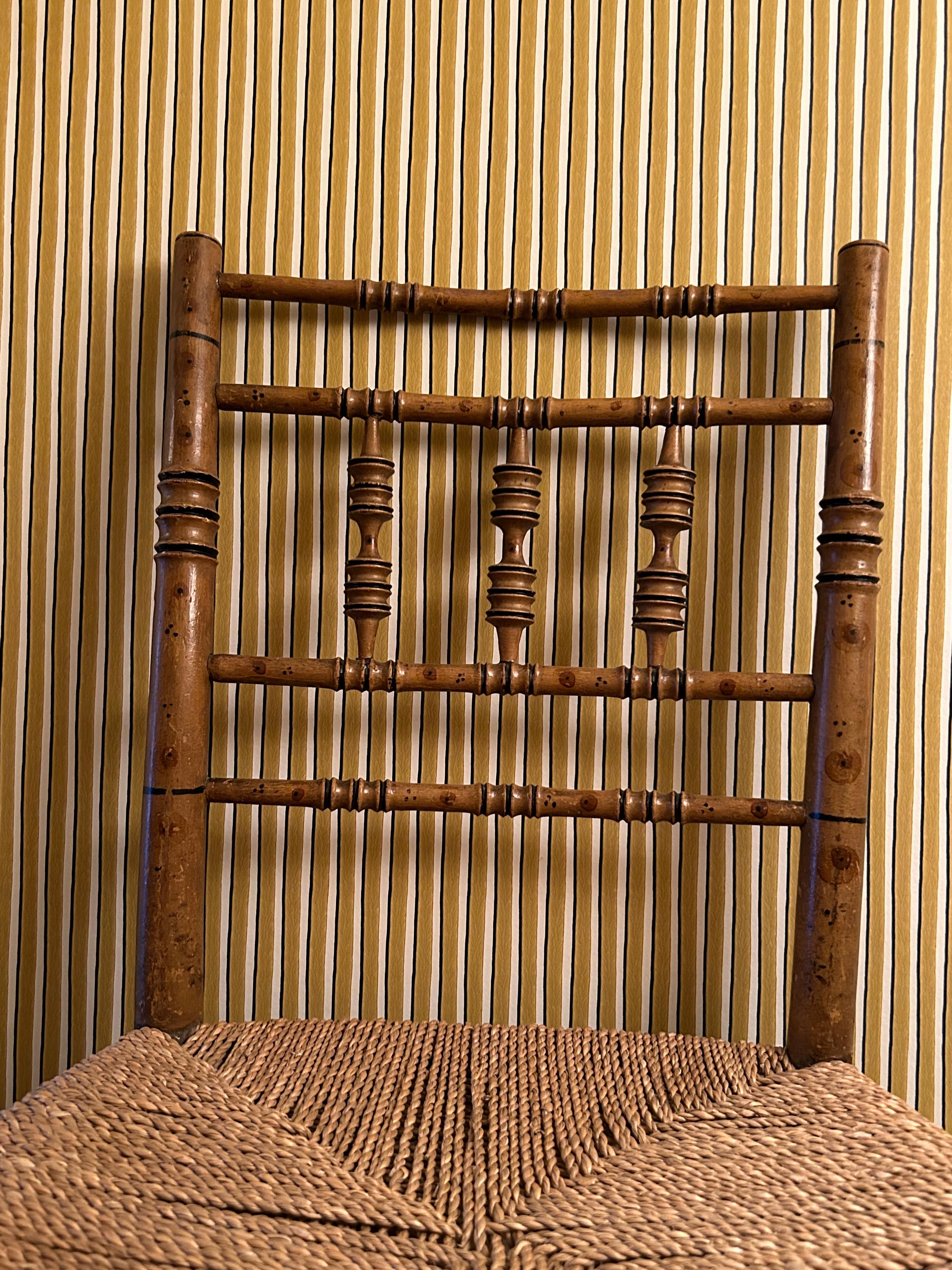 English Antique Regency Faux Bamboo Side Chairs, Set of 4, England, Early 19th Century For Sale
