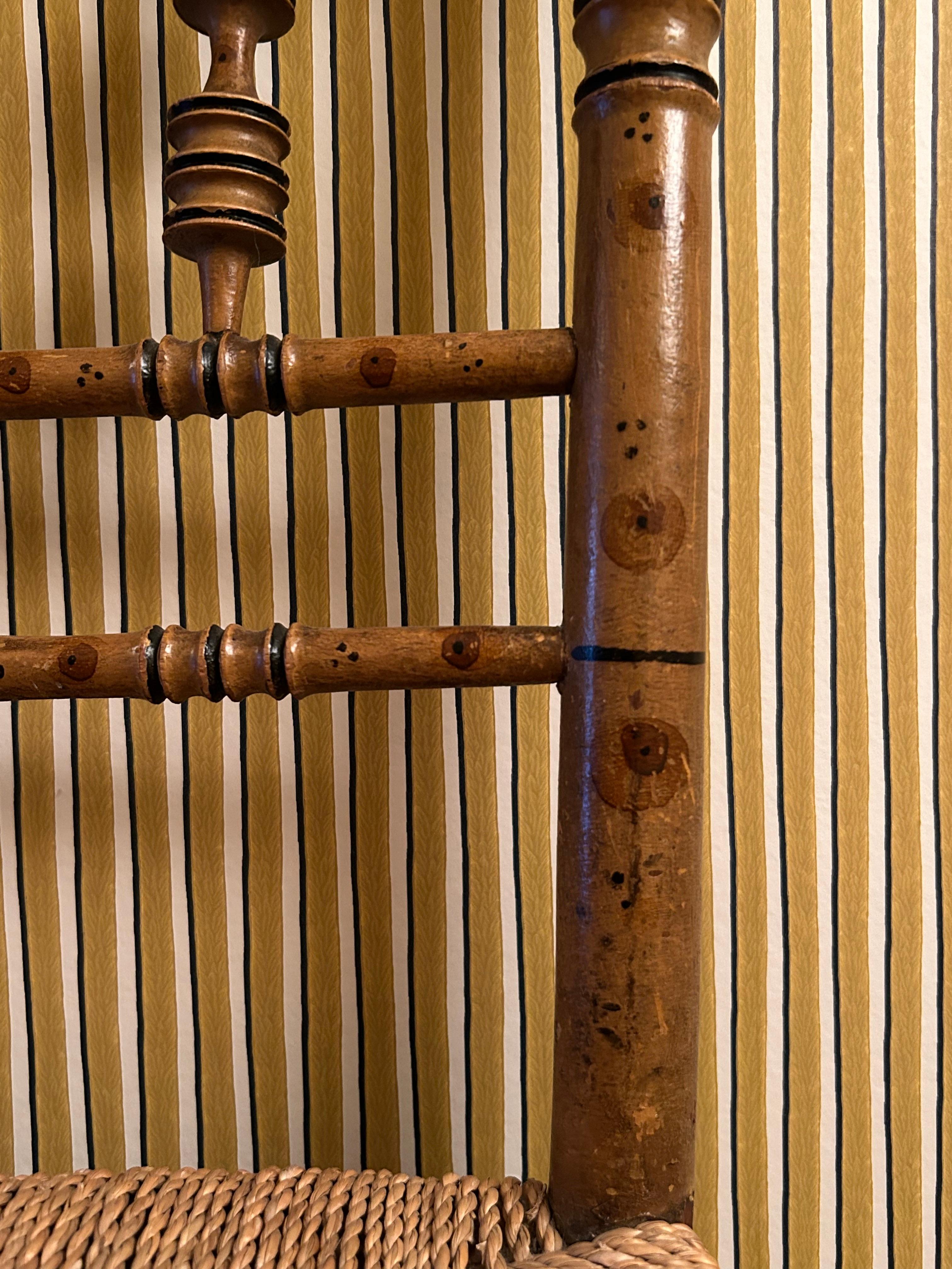 Fait main Chaises d'appoint Regency anciennes en faux bambou, lot de 4, Angleterre, début du 19ème siècle en vente
