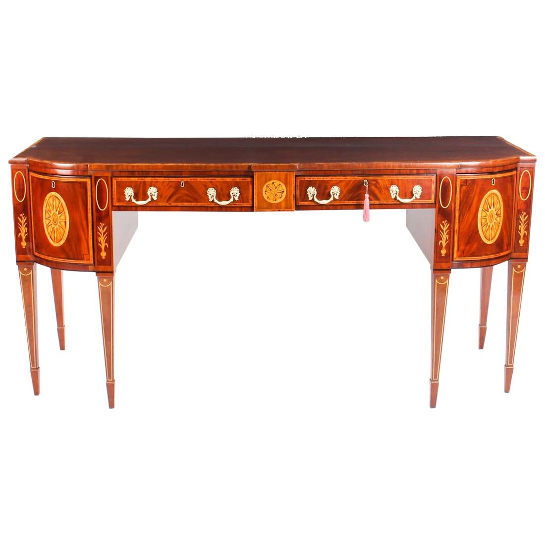 Antique Regency Flame Mahogany and Satinwood Inlaid Sideboard, 19th Century