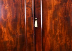 Antique Regency Flame Mahogany Breakfront Wardrobe Compactum 19th Century
