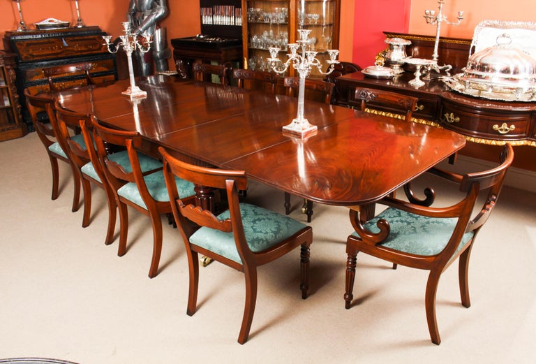 Antique Regency Flame Mahogany Dining, Antique Mahogany Dining Room Table And Chairs
