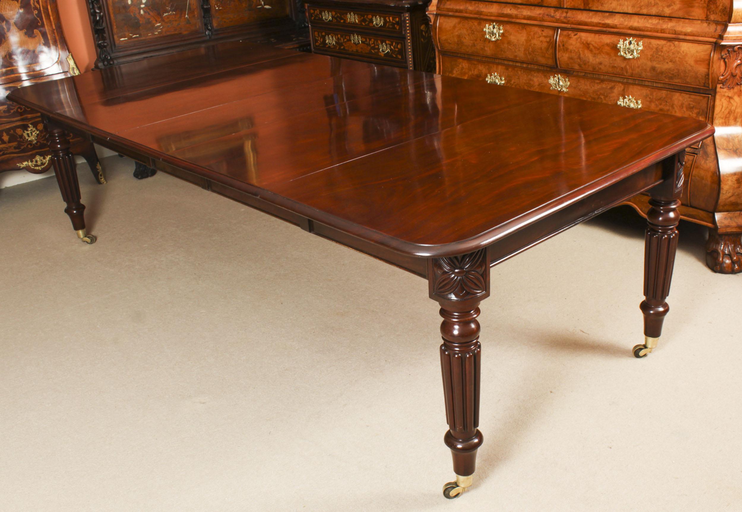 Antique Regency Flame Mahogany Dining Table 19th Century and 10 Chairs ...