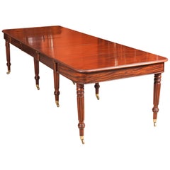 Antique Regency Flame Mahogany Dining Table Manner of Gillows, 19th Century