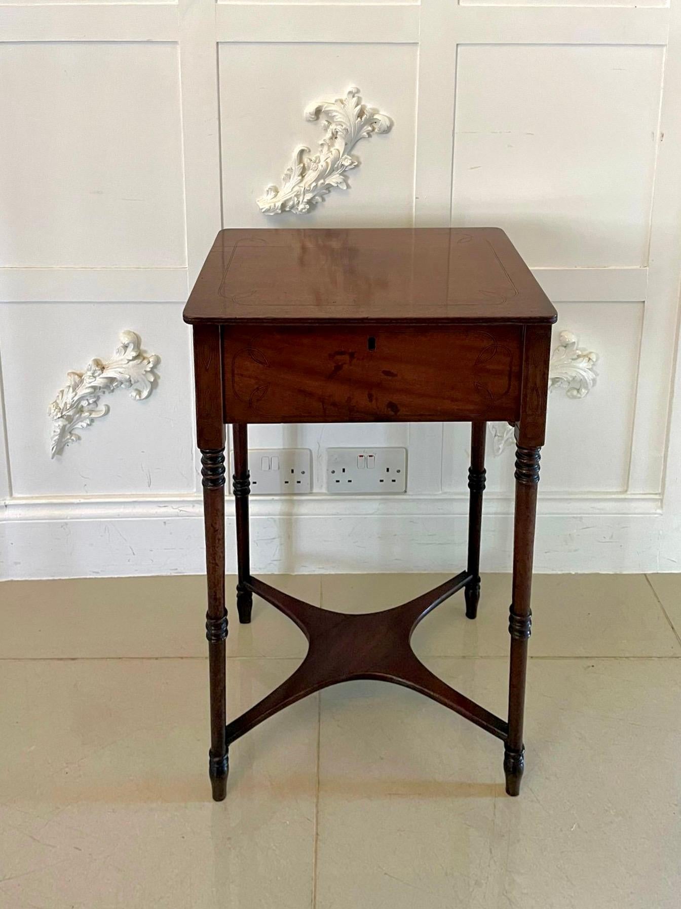 Antique Regency Freestanding Quality Mahogany Inlaid Lamp Table  For Sale 5