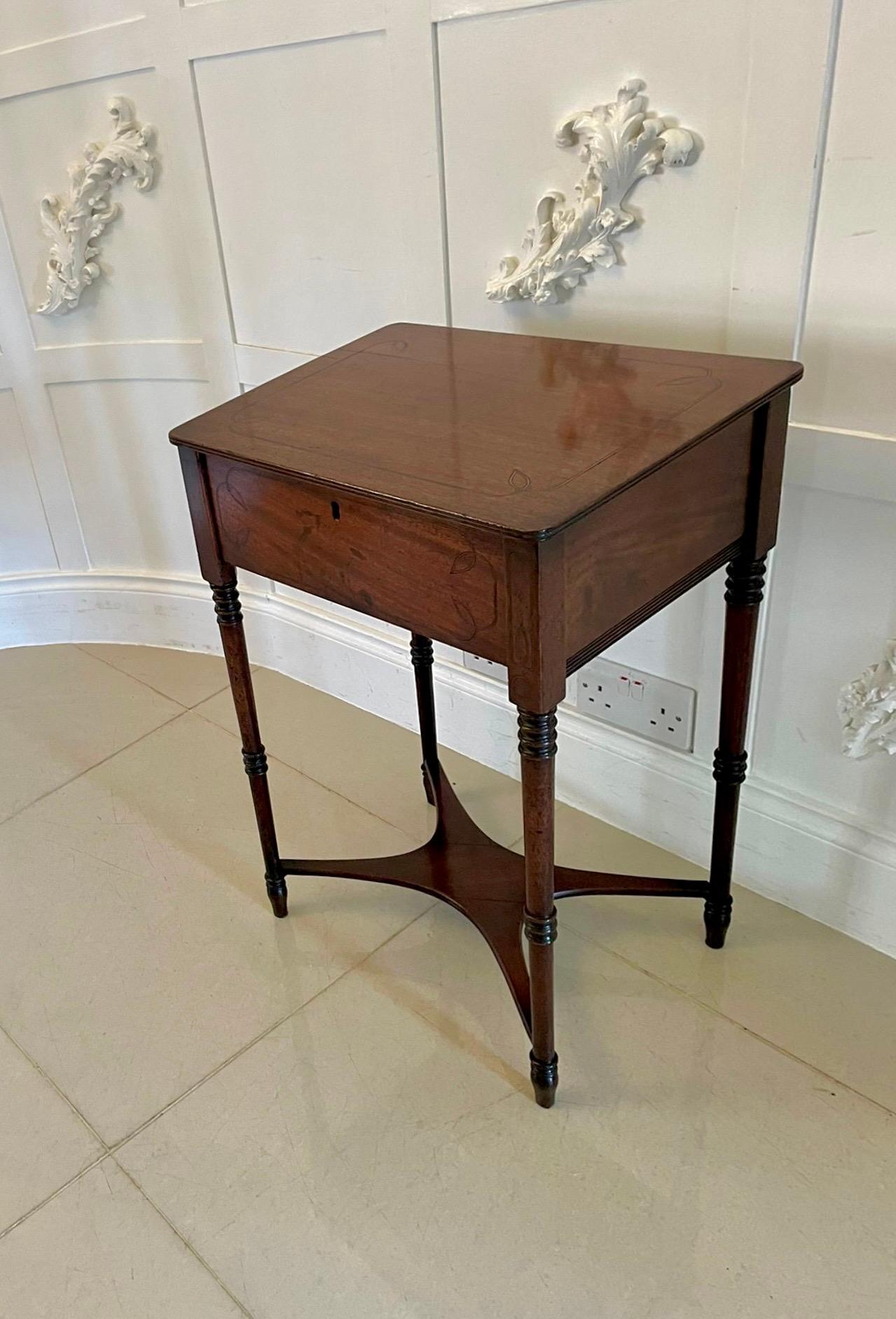 English Antique Regency Freestanding Quality Mahogany Inlaid Lamp Table  For Sale