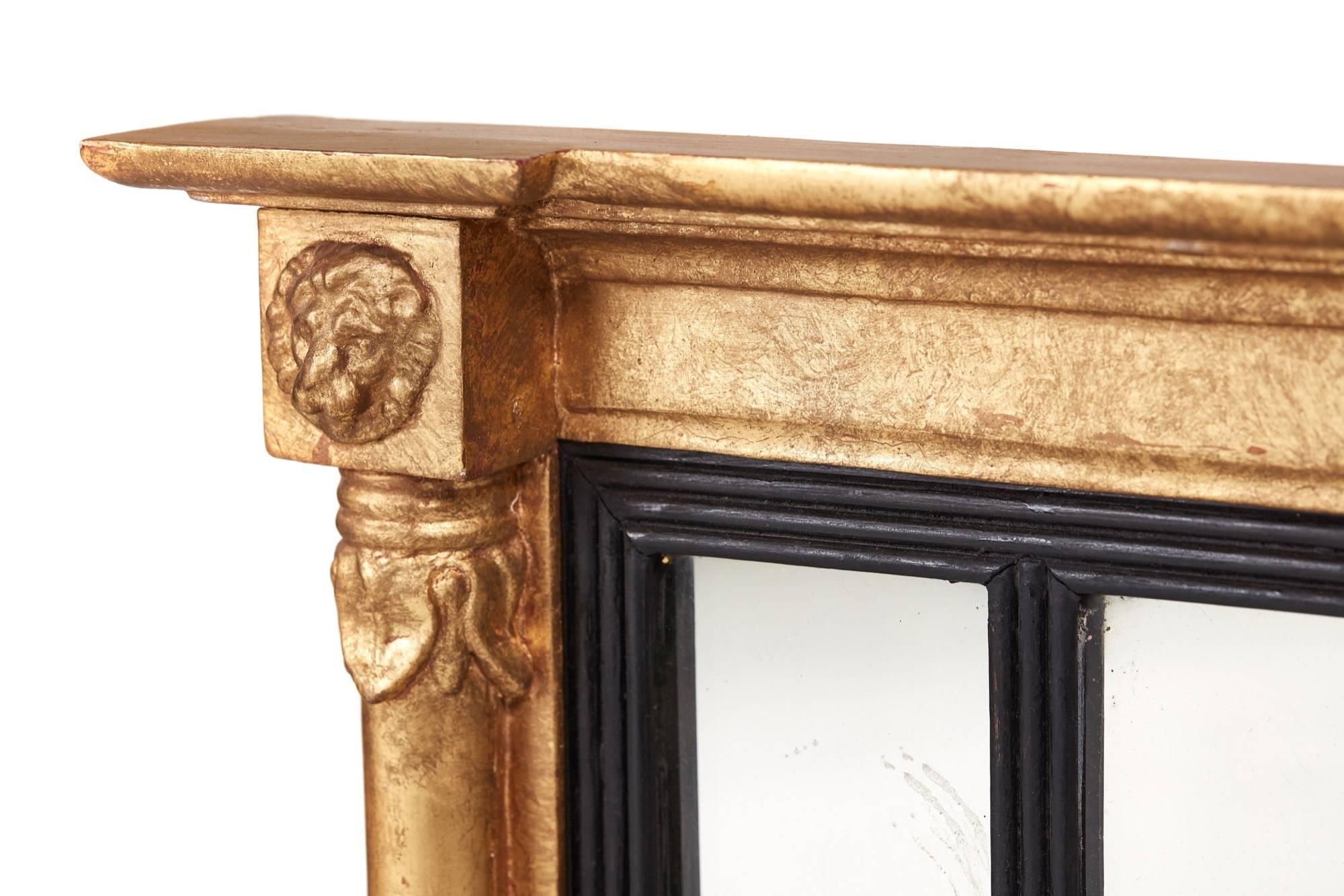 Giltwood Antique Regency Gilt Overmantel Mirror