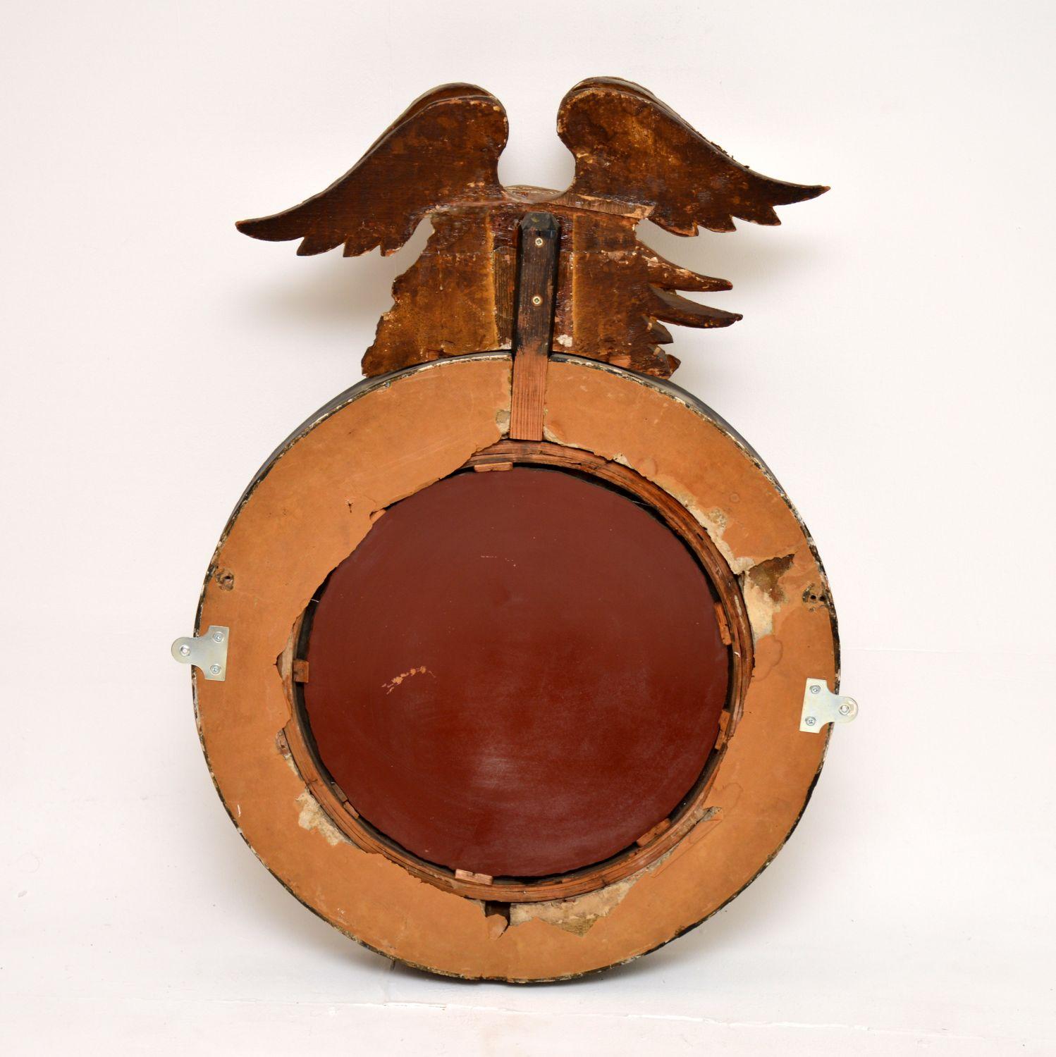 Giltwood Antique Regency Gilt Wood Convex Eagle Mirror
