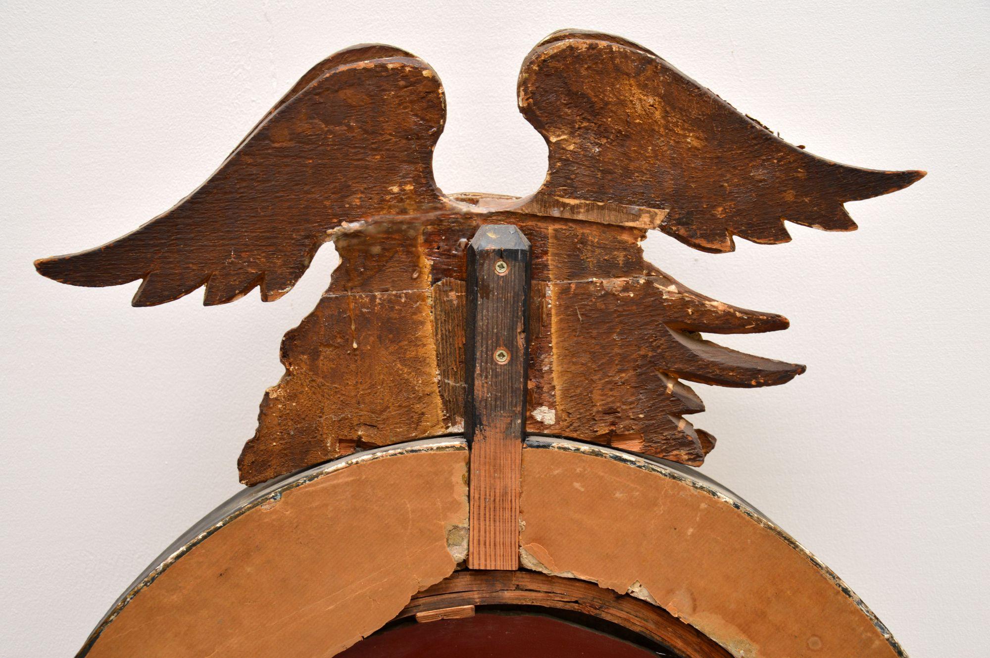 Antique Regency Gilt Wood Convex Eagle Mirror 1