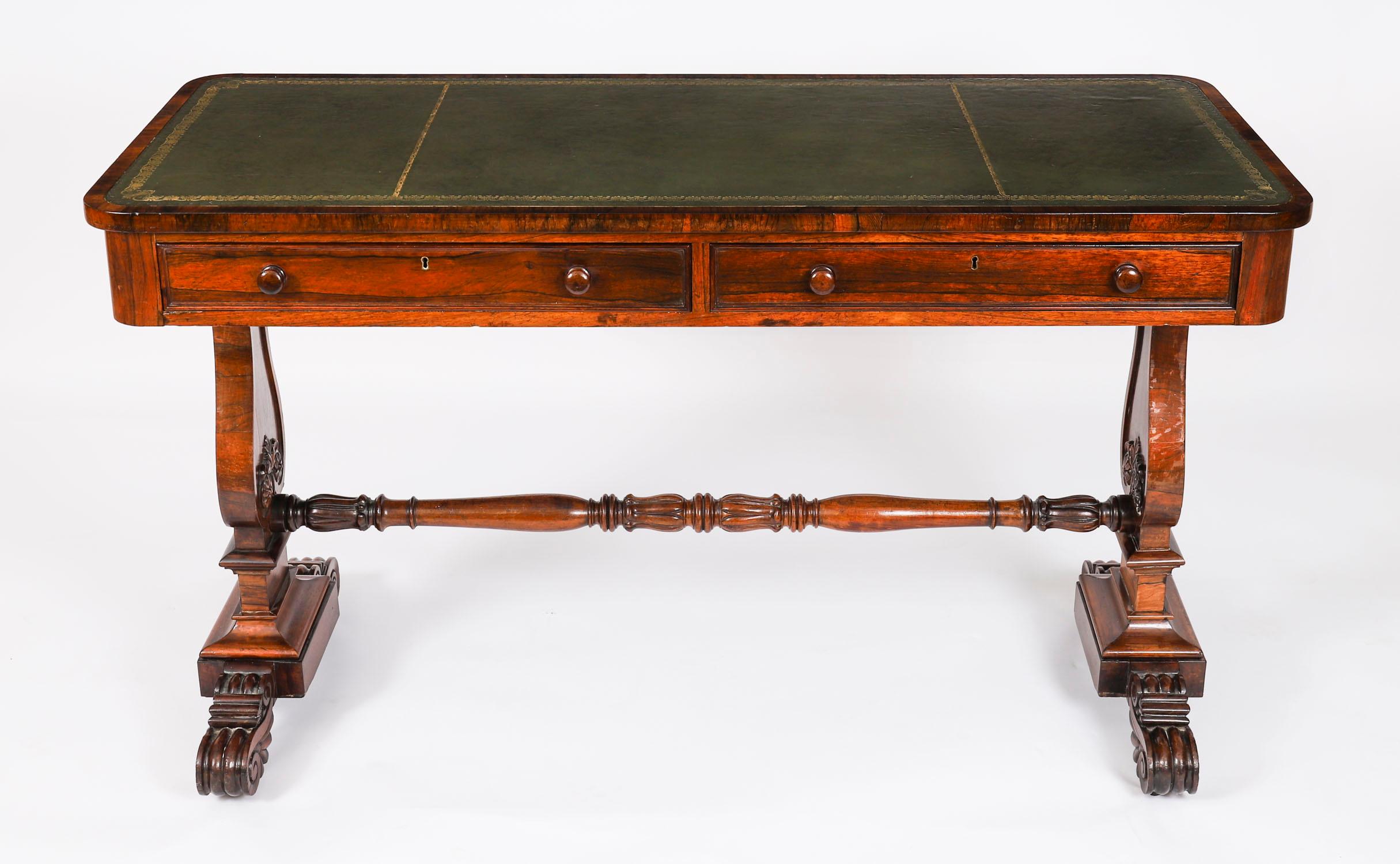 Antique Regency Gonçalo Alves Library Writing Table Desk 19th Century In Good Condition For Sale In London, GB