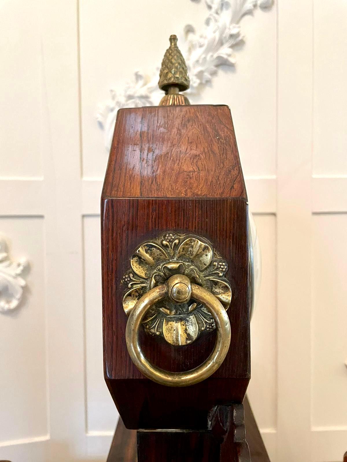 Antique Regency Inlaid Marquetry Mantel Clock For Sale 2