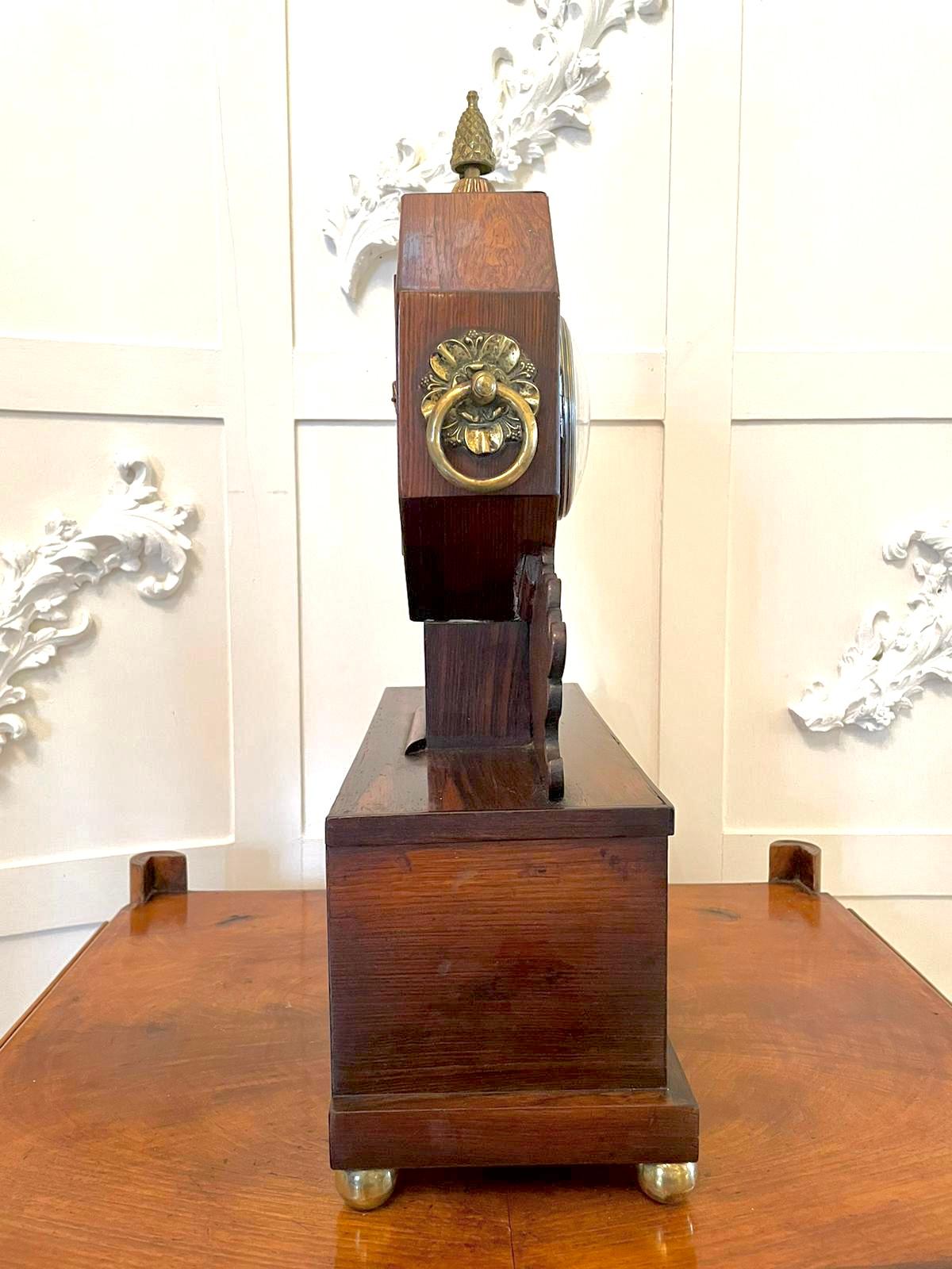 Inglese Antico orologio da camino Regency a intarsio in vendita