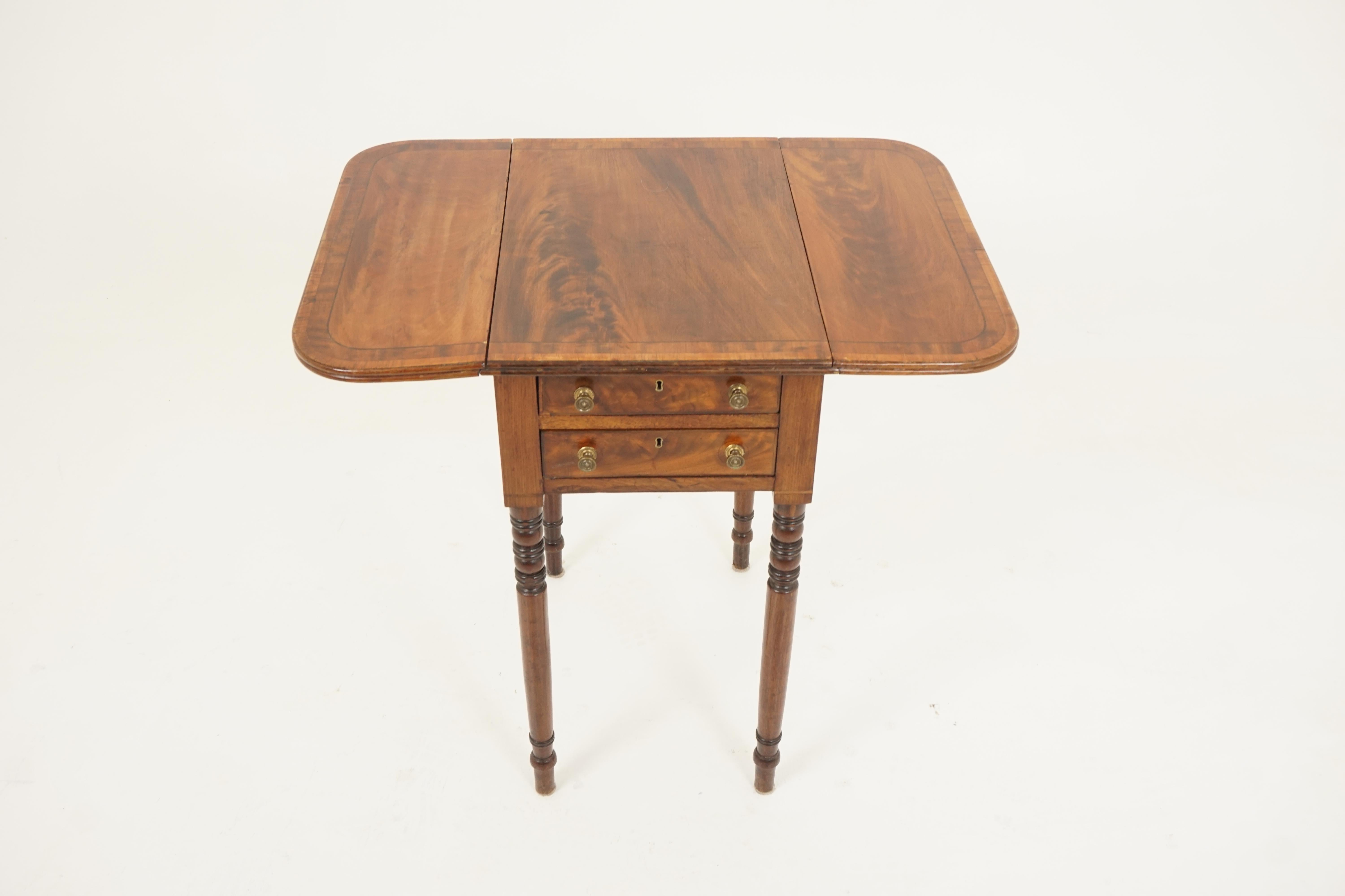 Hand-Crafted Antique Regency Inlaid Pembroke Drop Leaf Table, Scotland 1810, H288  For Sale