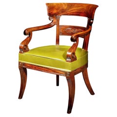 Antique Regency Klismos Desk Armchair, Circa 1810