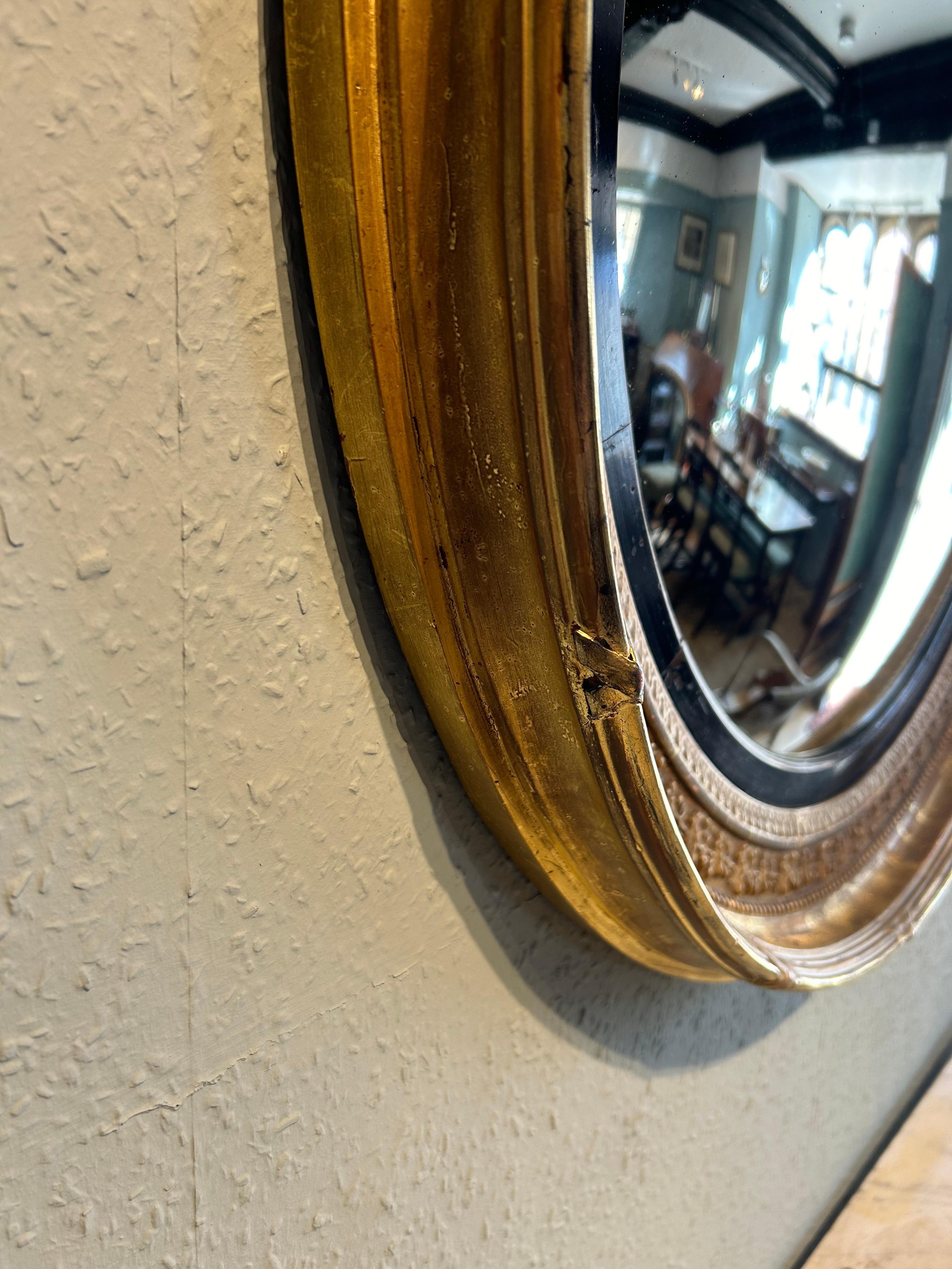 Antique Regency Large Gilt Convex Mirror For Sale 1