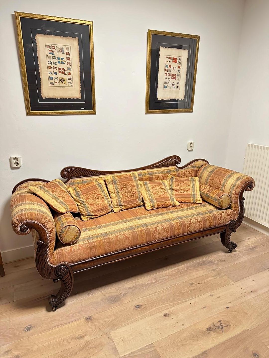 Regency antique regency mahogany 3-seater sofa. For Sale