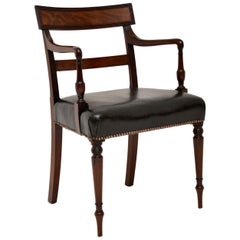 Antique Regency Mahogany and Leather Armchair or Desk Chair