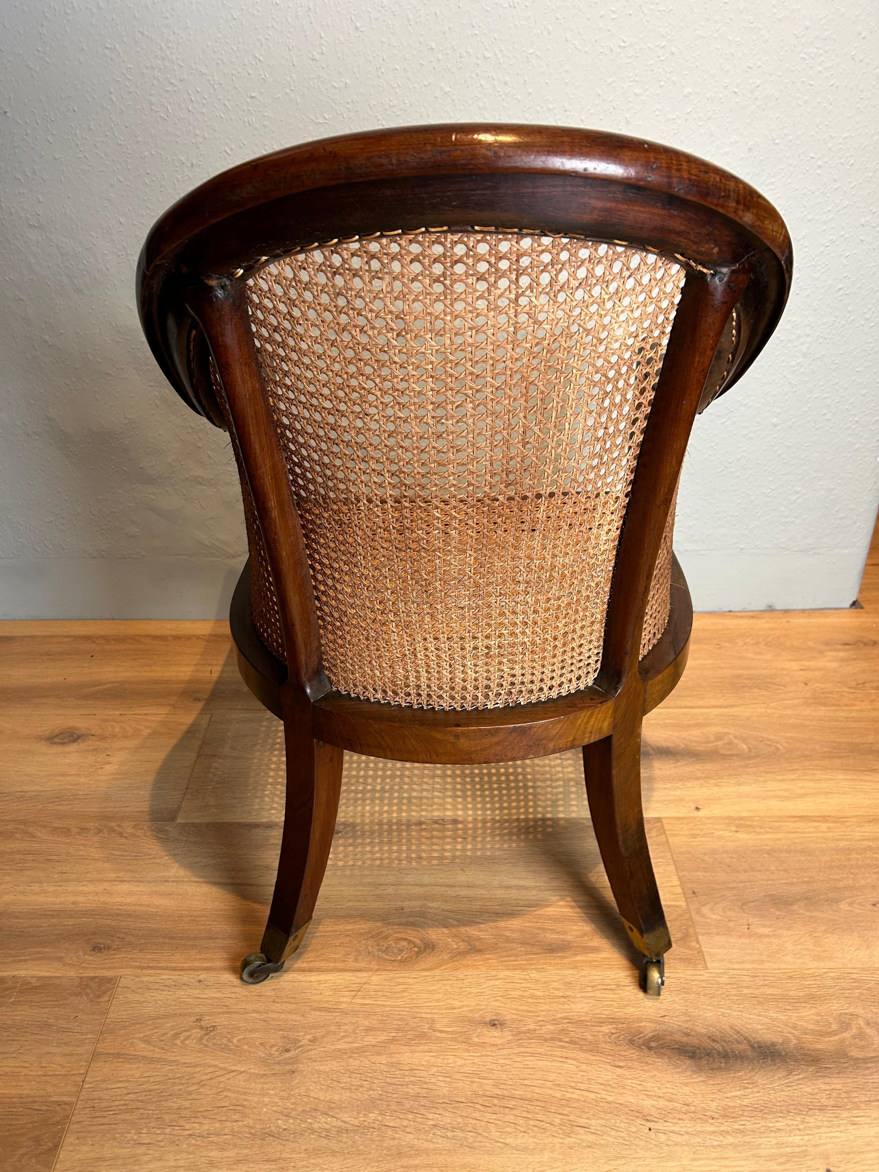 Classical Roman Antique Regency Mahogany Bergere Arm Chair 
