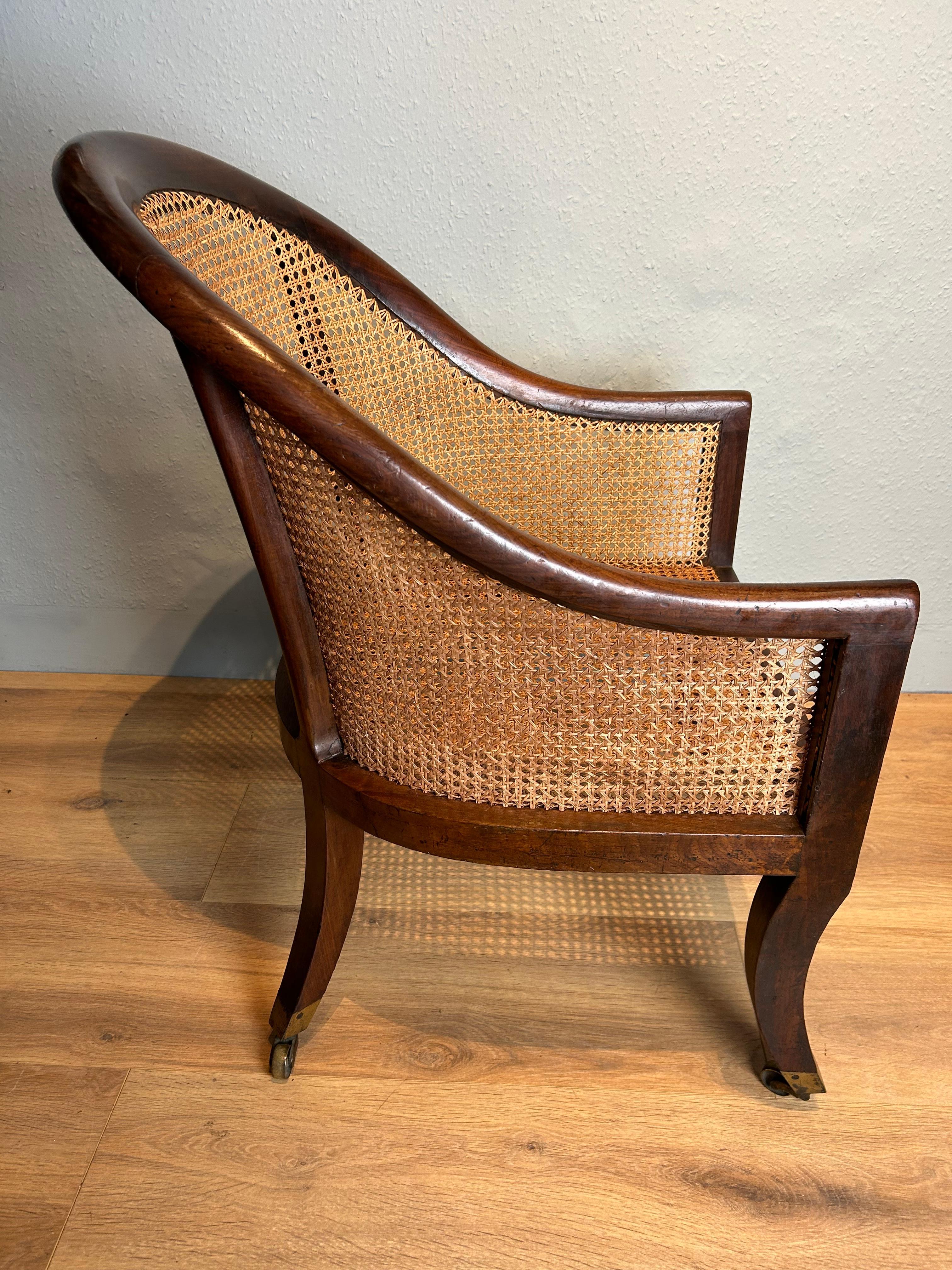 Antique Regency Mahogany Bergere Arm Chair  2