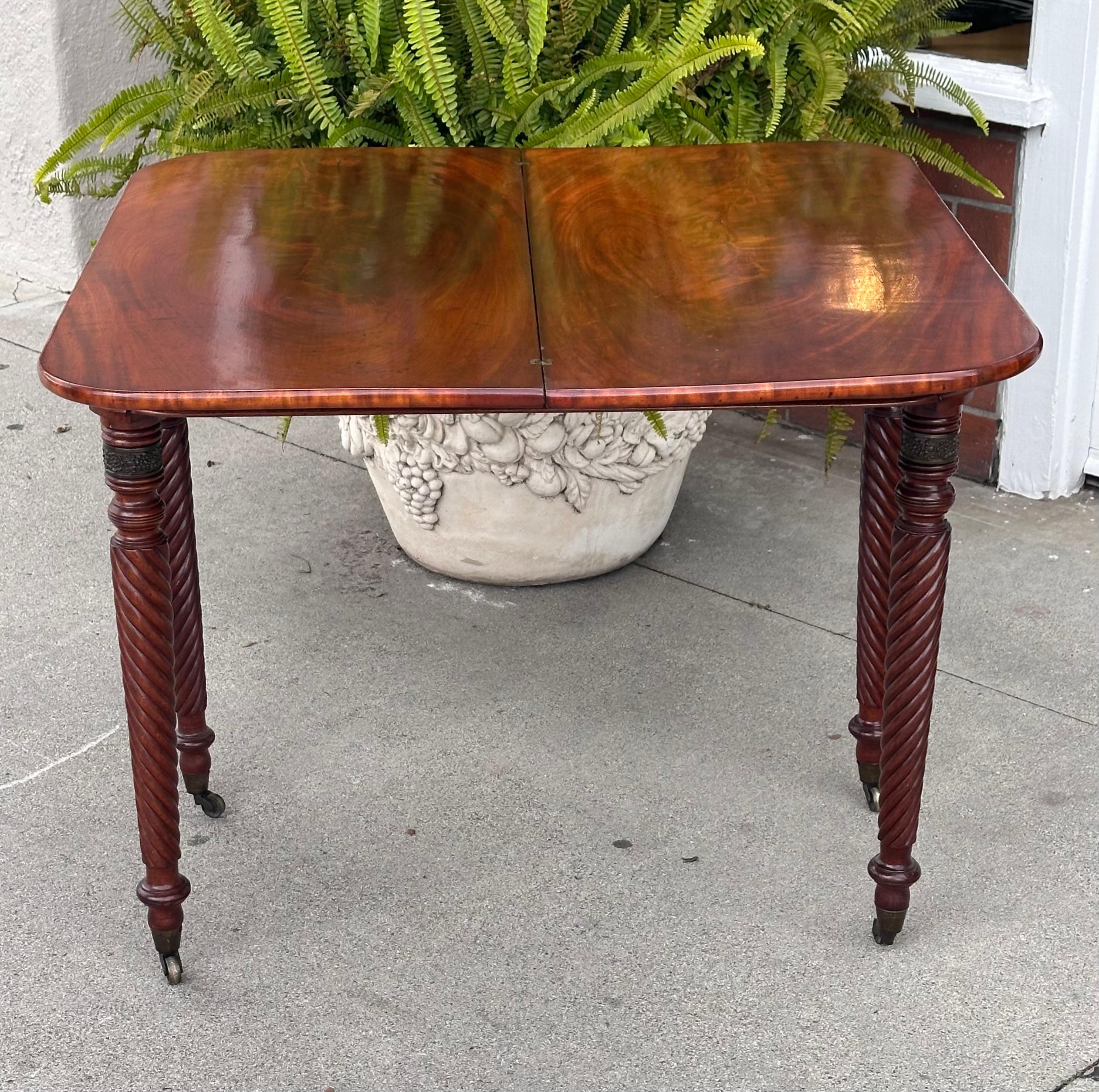 British Antique Regency Mahogany Console Flip Top Game Table For Sale