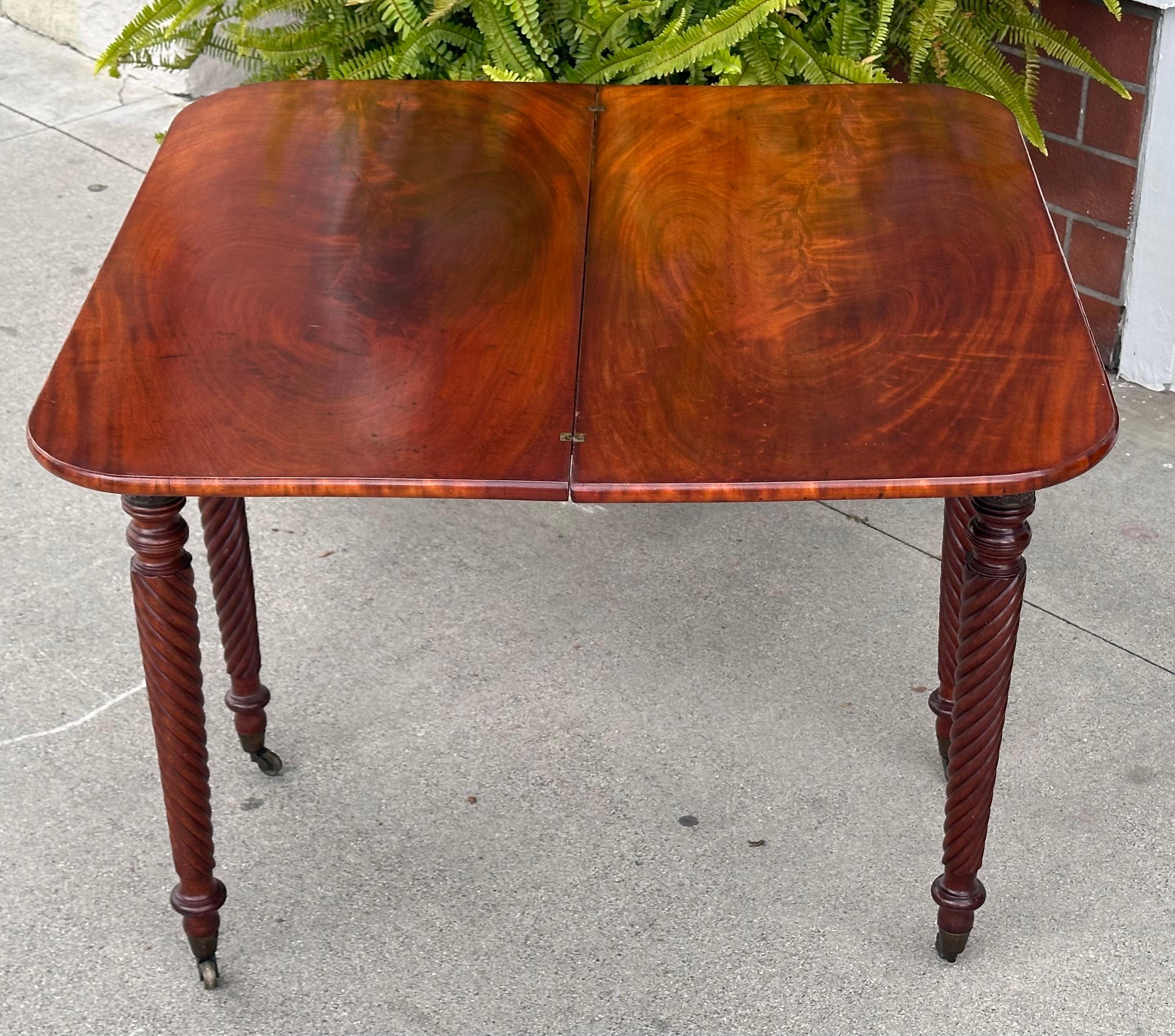 19th Century Antique Regency Mahogany Console Flip Top Game Table For Sale