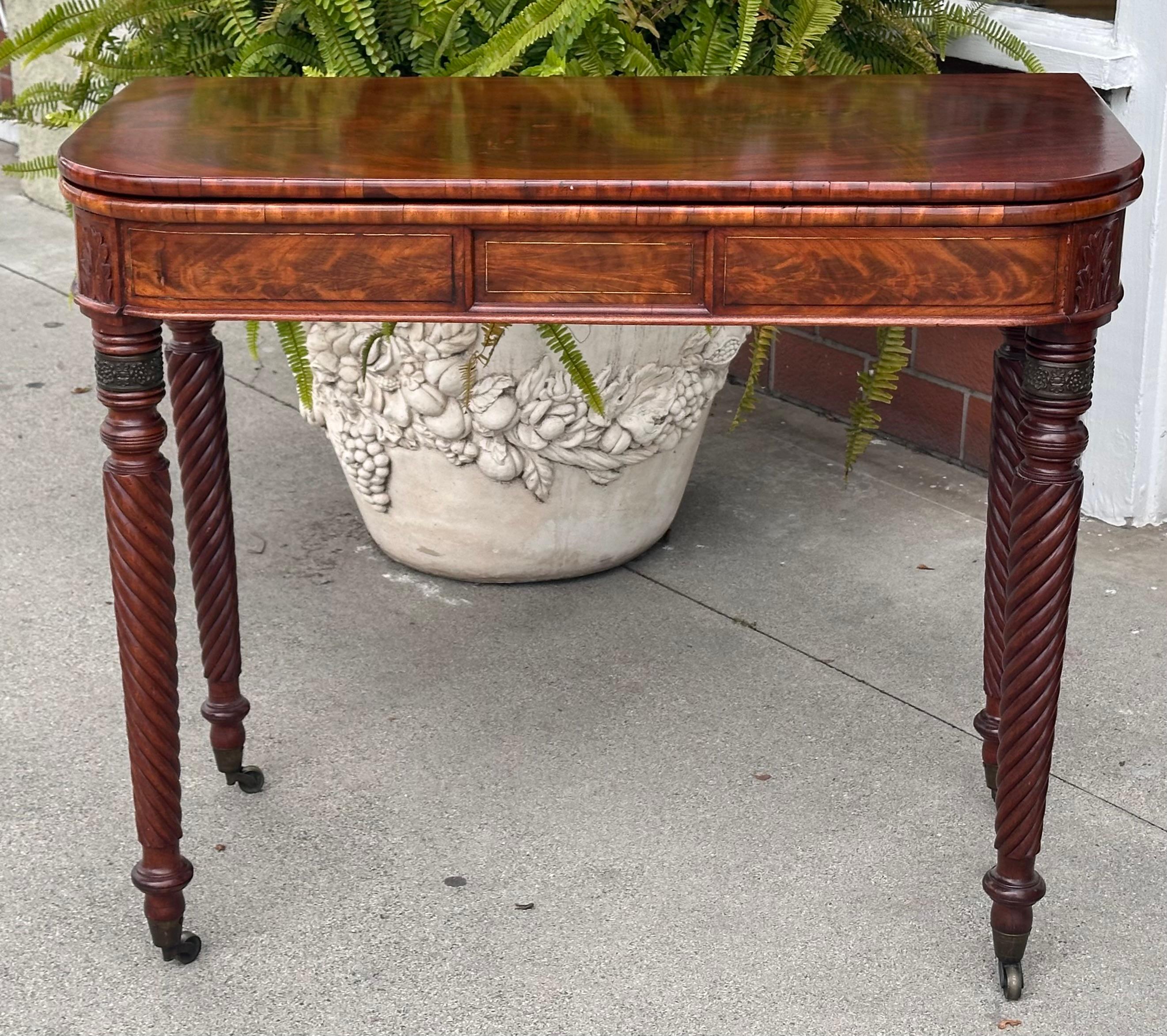 Antique Regency Mahogany Console Flip Top Game Table For Sale 1