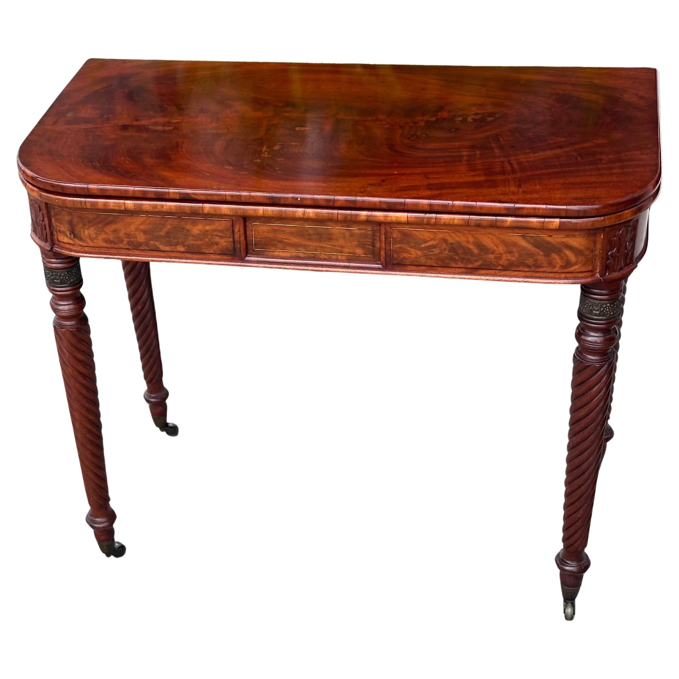 Antique Regency Mahogany Console Flip Top Game Table For Sale