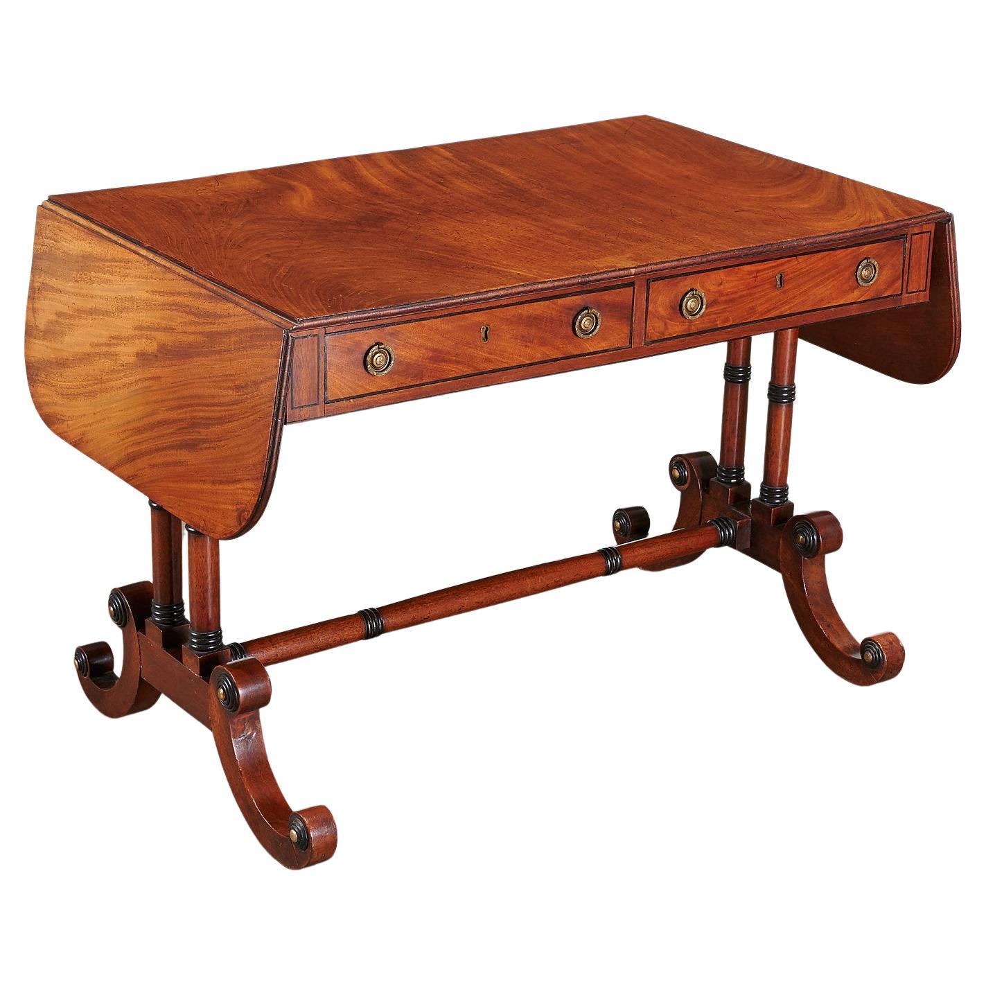 Antique Regency Mahogany Drop Leaf Sofa Table For Sale