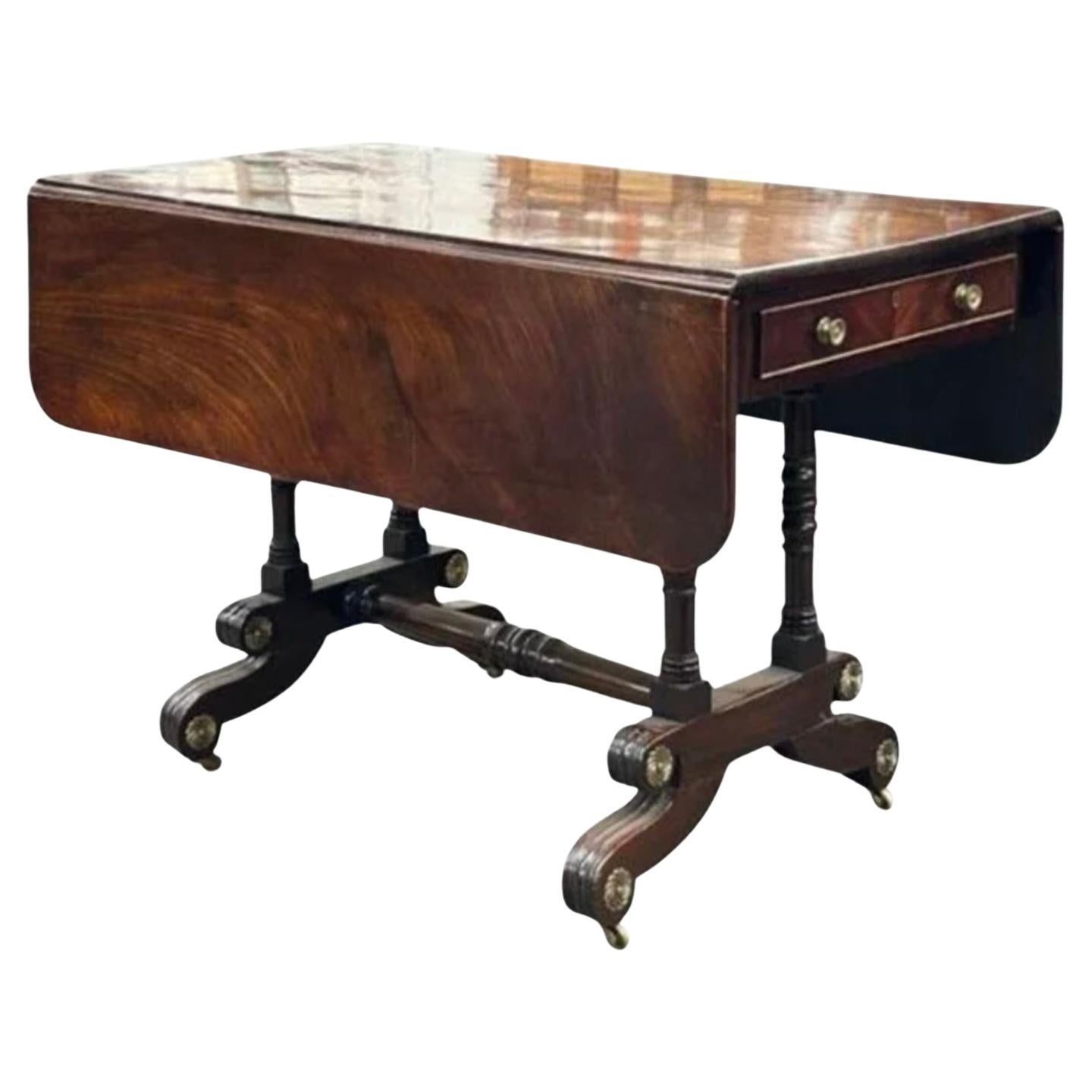 Antique Regency Mahogany Drop Leaf Table. Great Color And Patination. For Sale