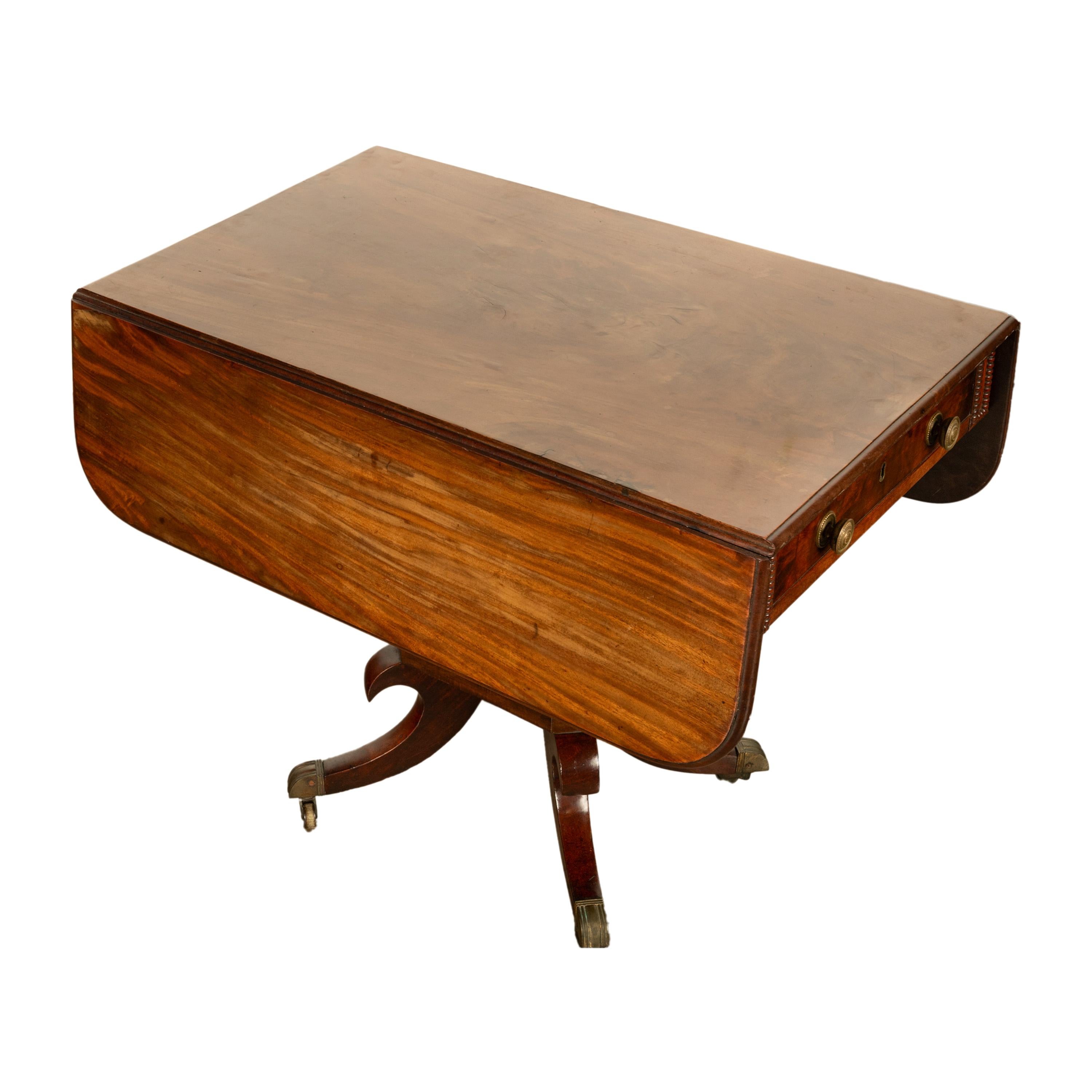 Antike Regency Mahagoni Drop Leaf Twin Schublade Pembroke oder Bibliothek Tabelle 1810 im Angebot 5