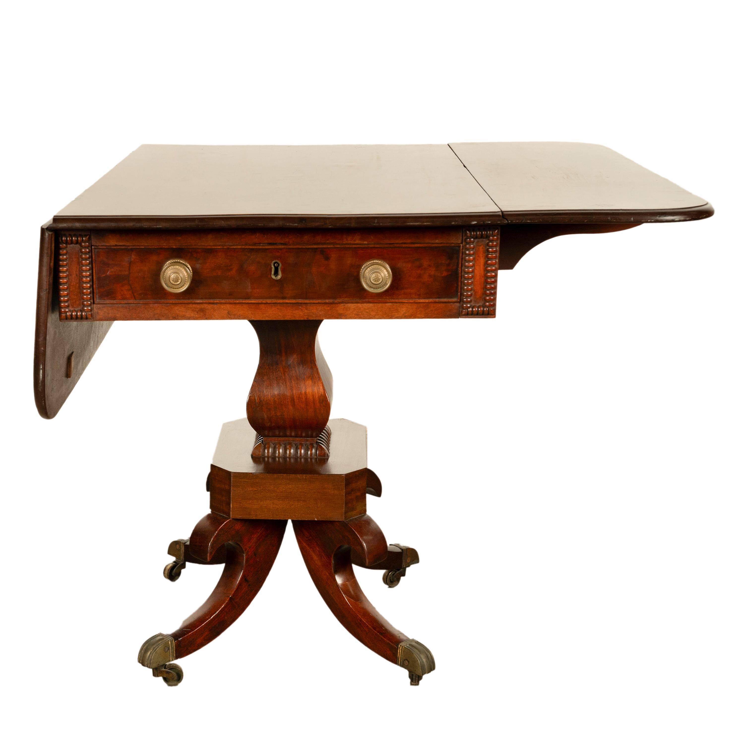 Antike Regency Mahagoni Drop Leaf Twin Schublade Pembroke oder Bibliothek Tabelle 1810 im Angebot 7