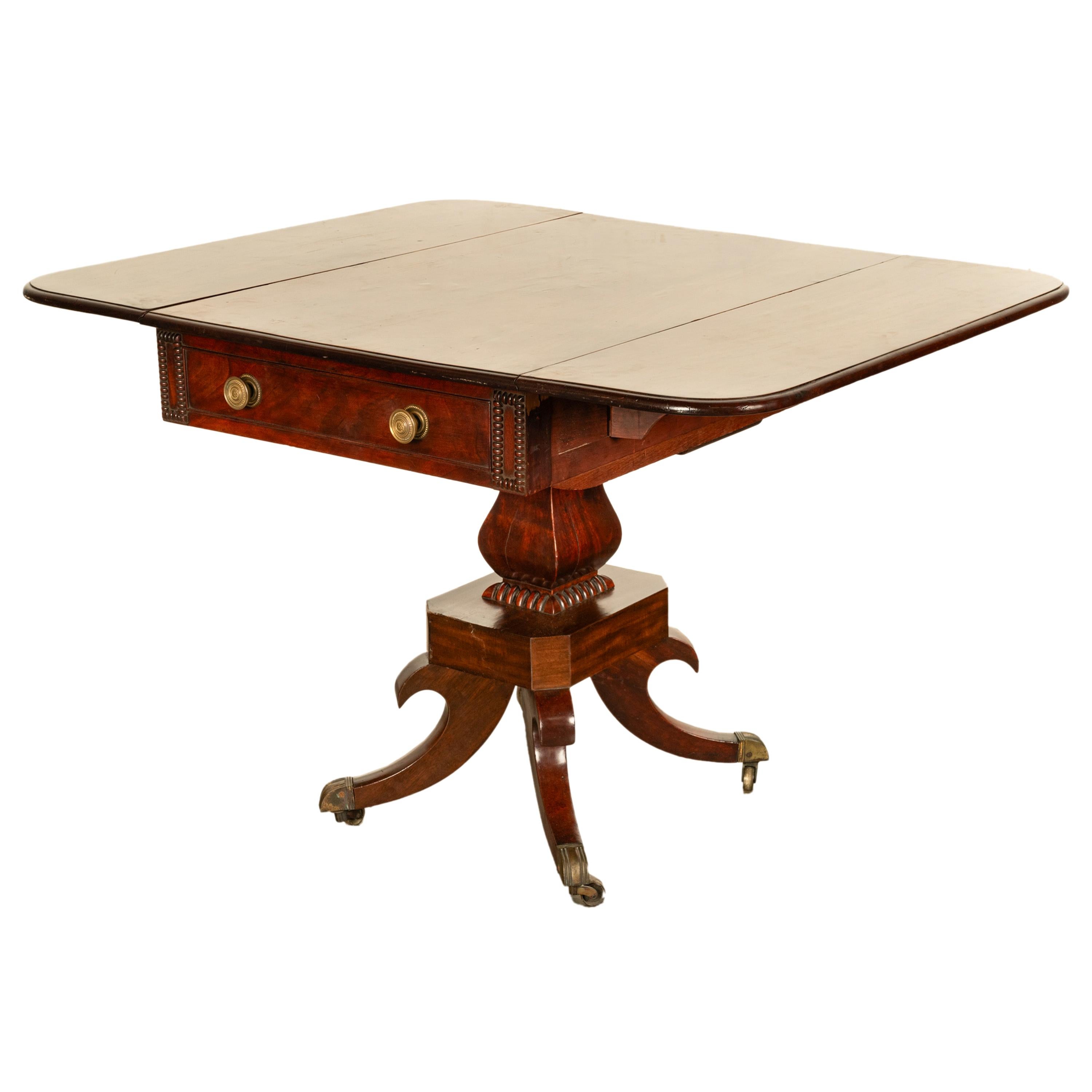 Antike Regency Mahagoni Drop Leaf Twin Schublade Pembroke oder Bibliothek Tabelle 1810 im Angebot 10