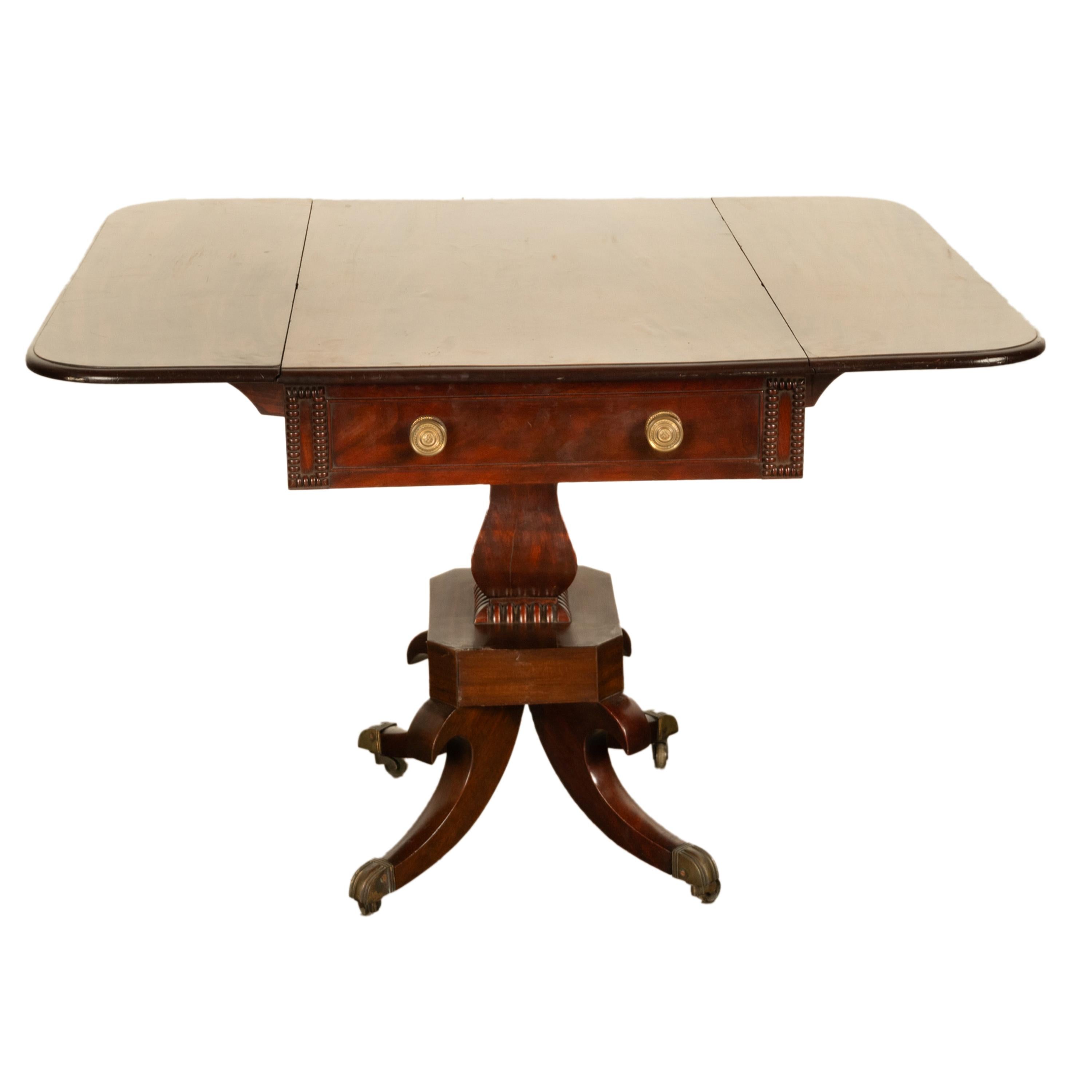 Antike Regency Mahagoni Drop Leaf Twin Schublade Pembroke oder Bibliothek Tabelle 1810 im Angebot 11