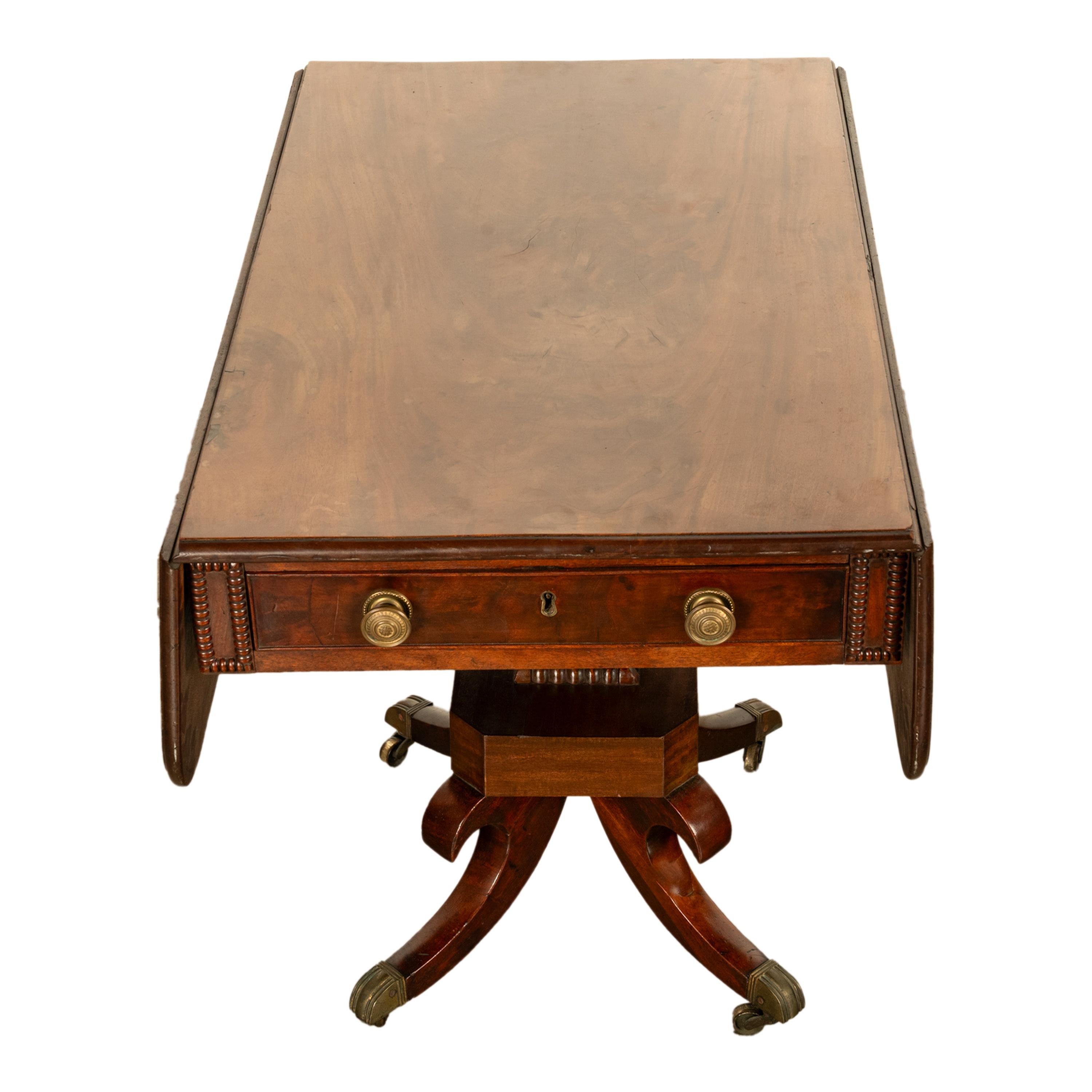 Antike Regency Mahagoni Drop Leaf Twin Schublade Pembroke oder Bibliothek Tabelle 1810 im Angebot 12