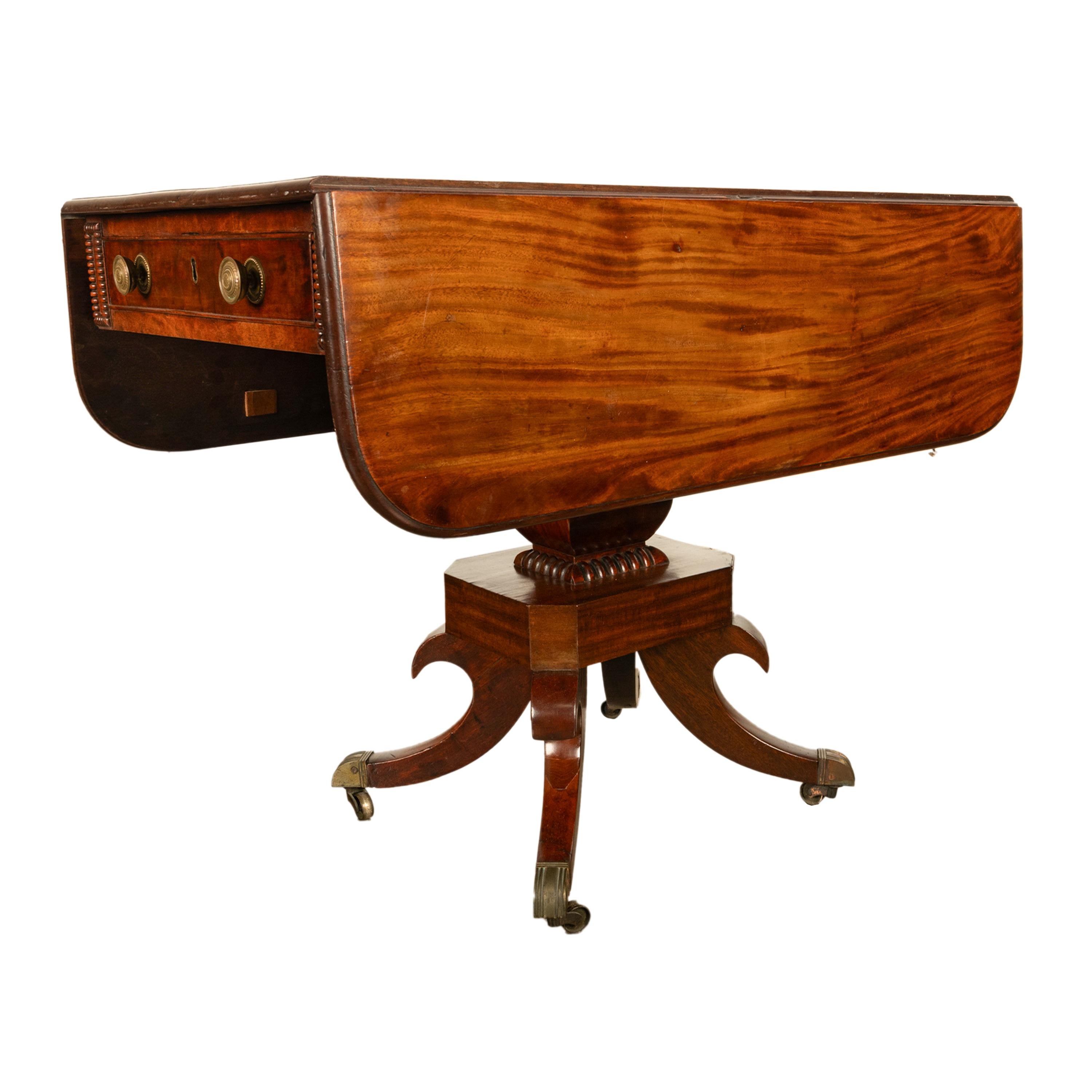 Antike Regency Mahagoni Drop Leaf Twin Schublade Pembroke oder Bibliothek Tabelle 1810 im Angebot 13