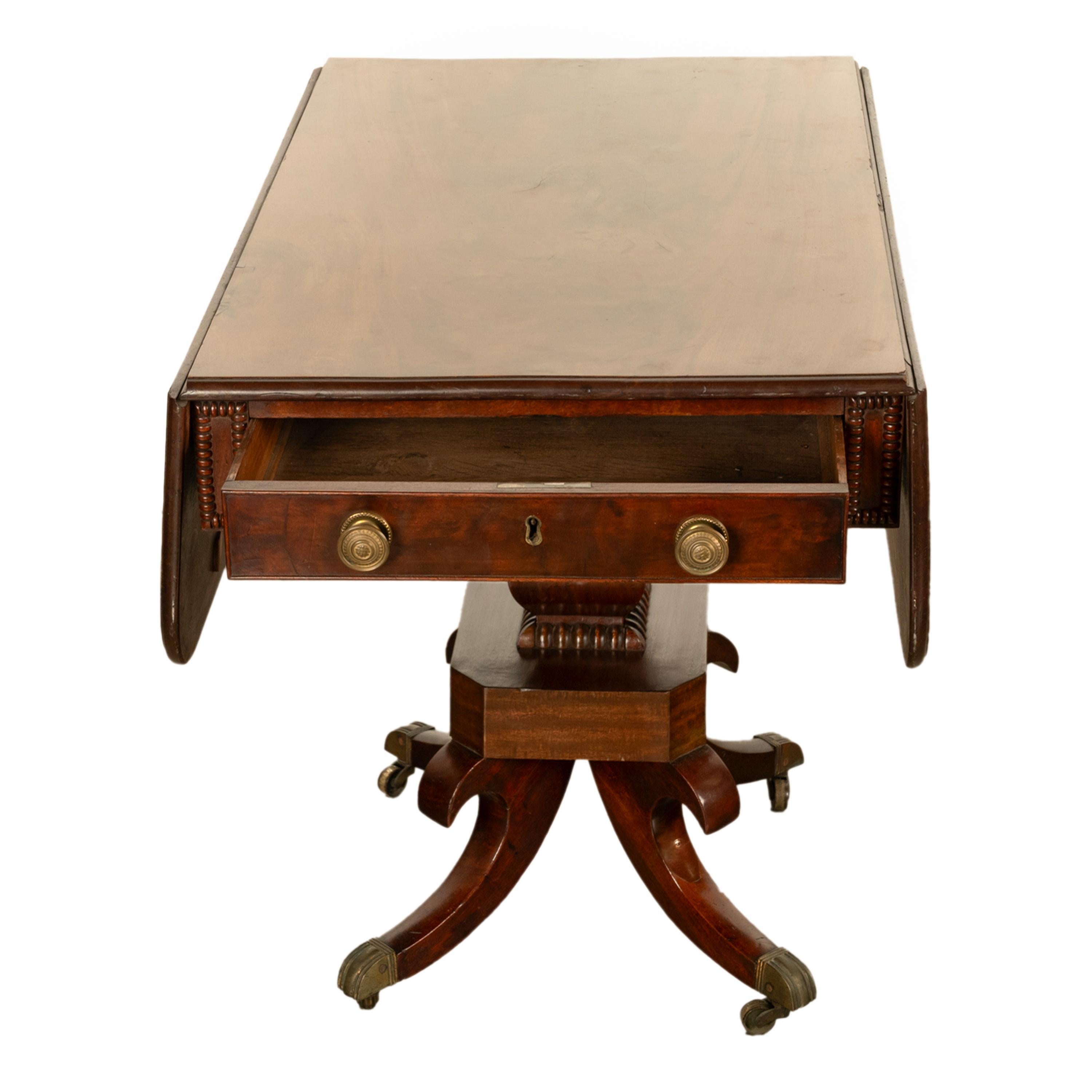 Antike Regency Mahagoni Drop Leaf Twin Schublade Pembroke oder Bibliothek Tabelle 1810 im Angebot 1