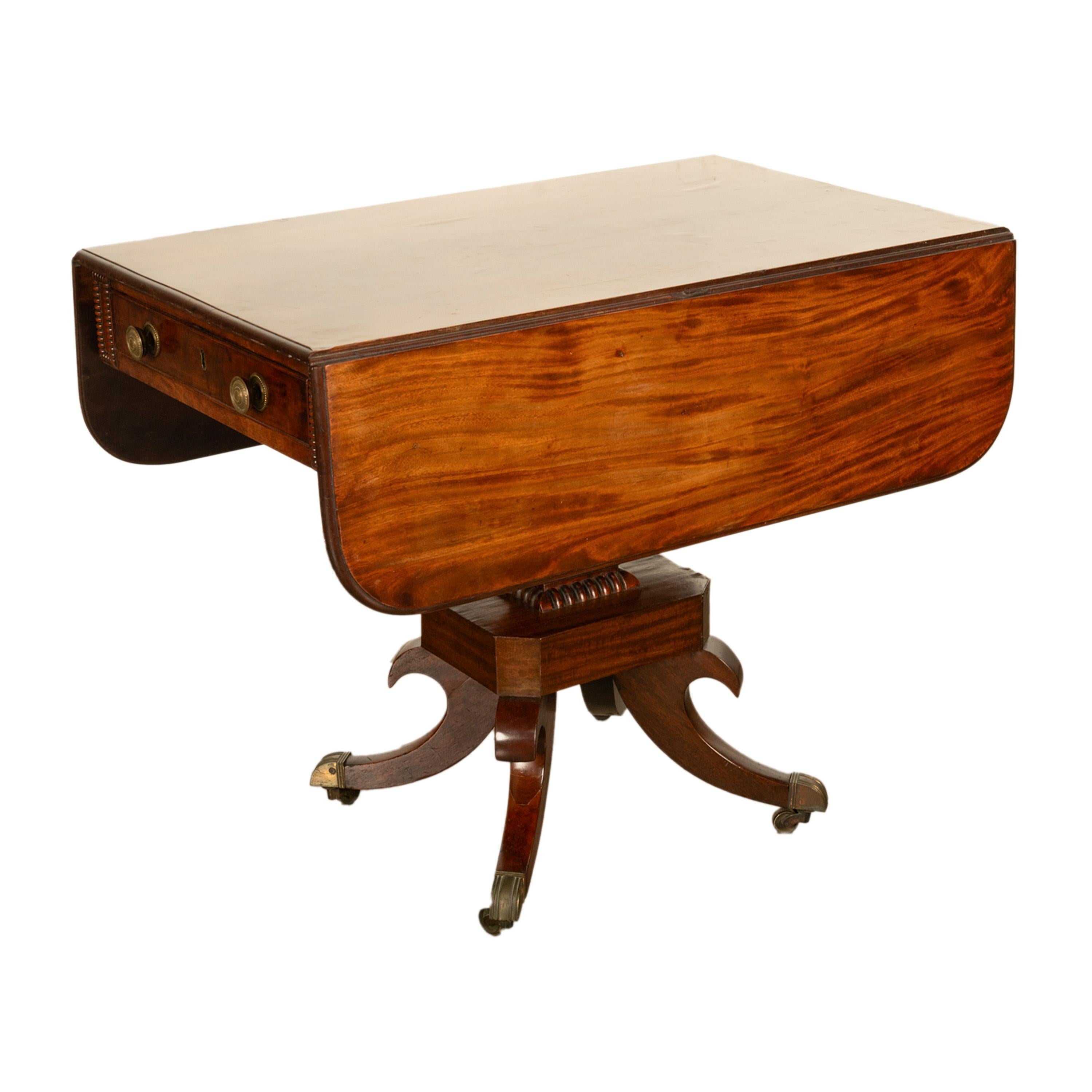 Antike Regency Mahagoni Drop Leaf Twin Schublade Pembroke oder Bibliothek Tabelle 1810 im Angebot 3