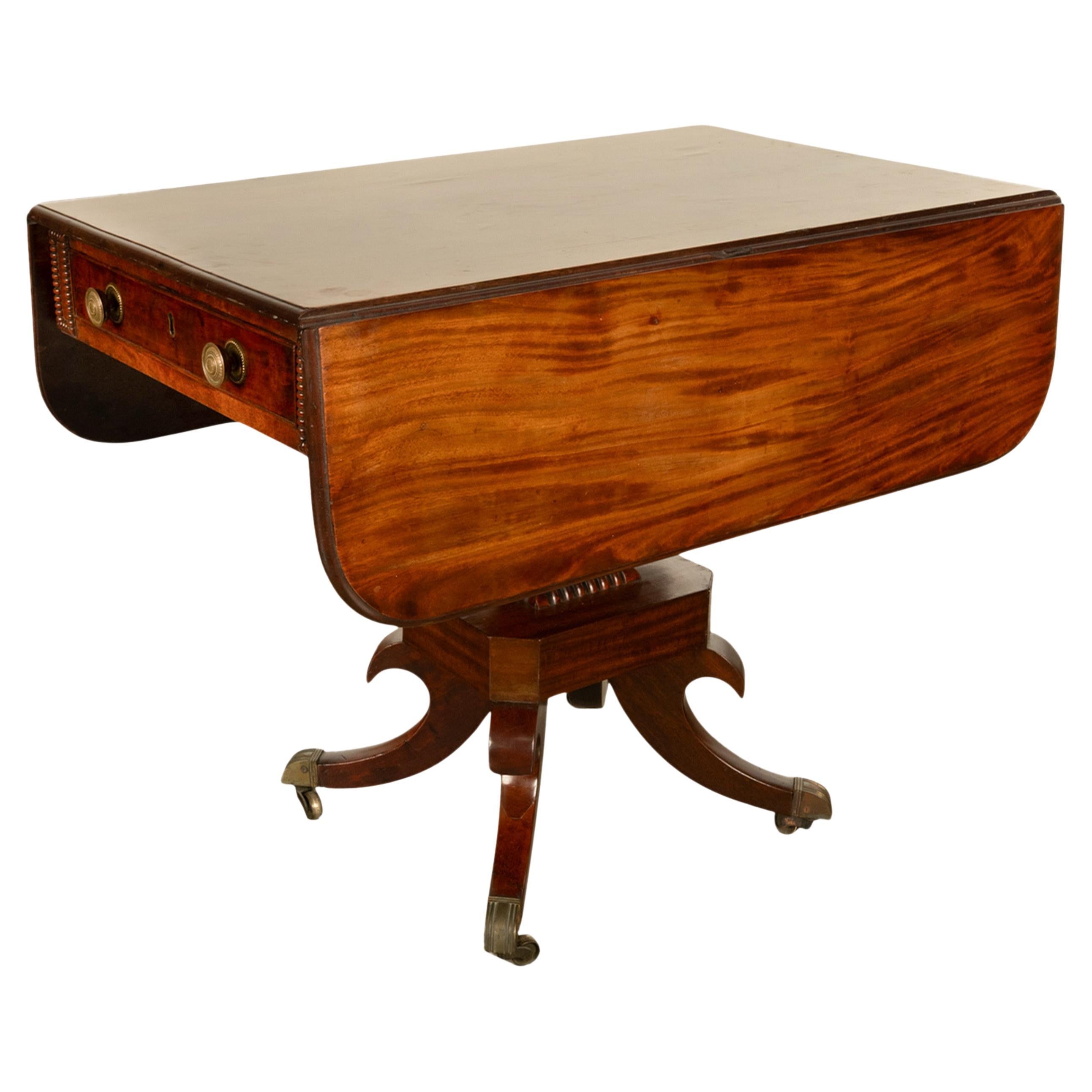 Antike Regency Mahagoni Drop Leaf Twin Schublade Pembroke oder Bibliothek Tabelle 1810 im Angebot