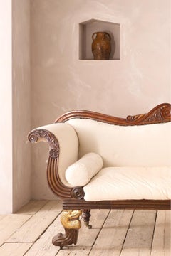 Antique Regency Mahogany framed sofa with Dodo head detail