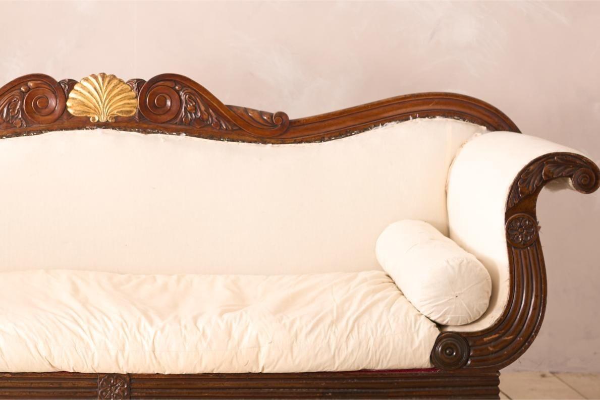 19th Century Antique Regency Mahogany framed sofa with Dodo head detail For Sale