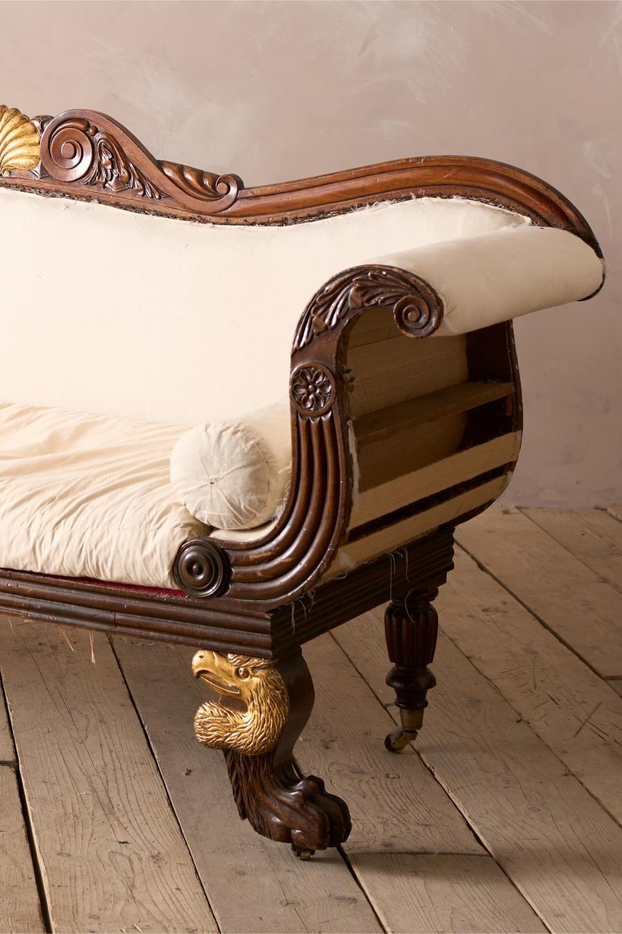 Antique Regency Mahogany framed sofa with Dodo head detail For Sale 1