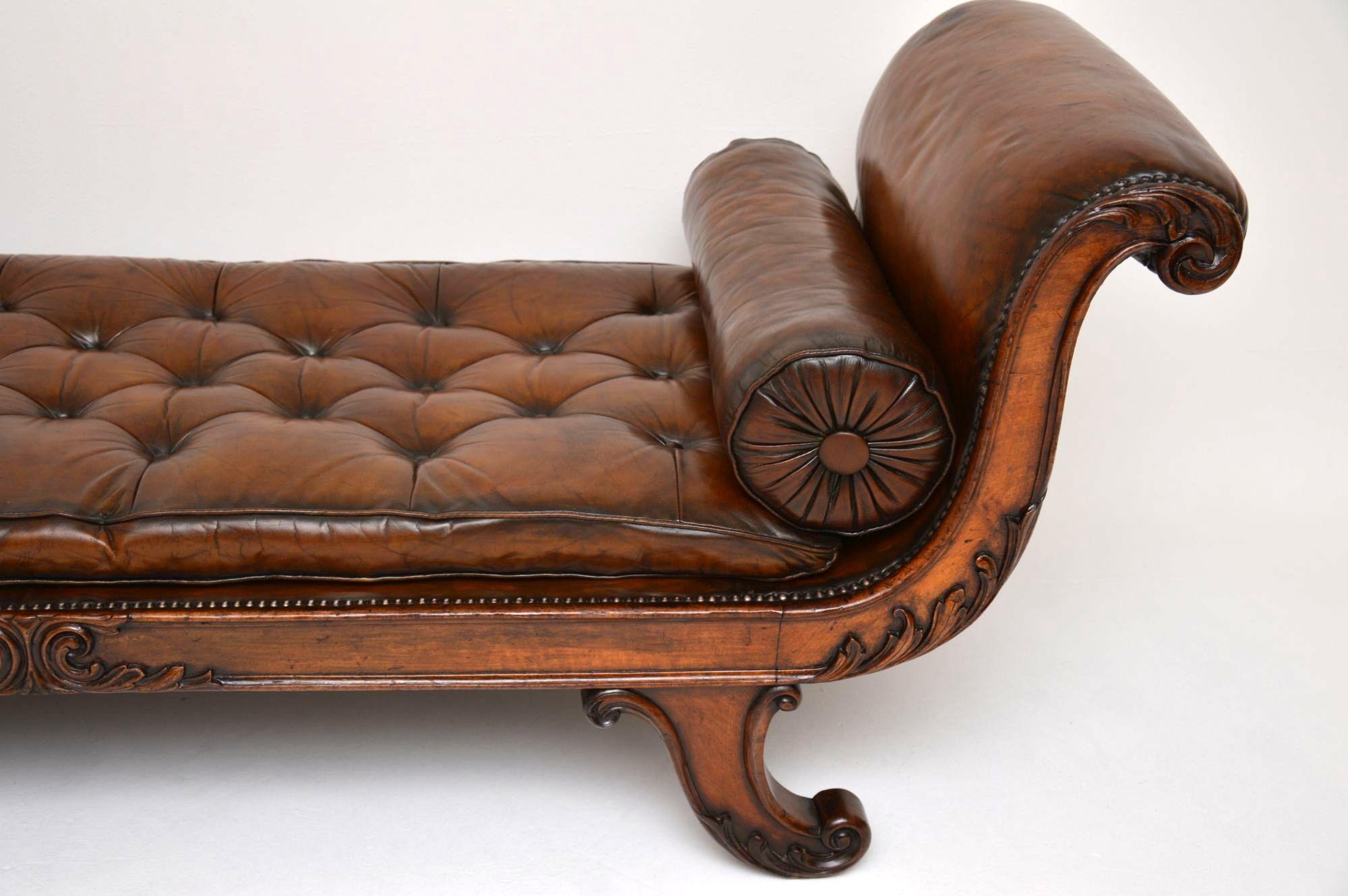 Antique Regency Mahogany And Leather Chaise Lounge At 1stdibs