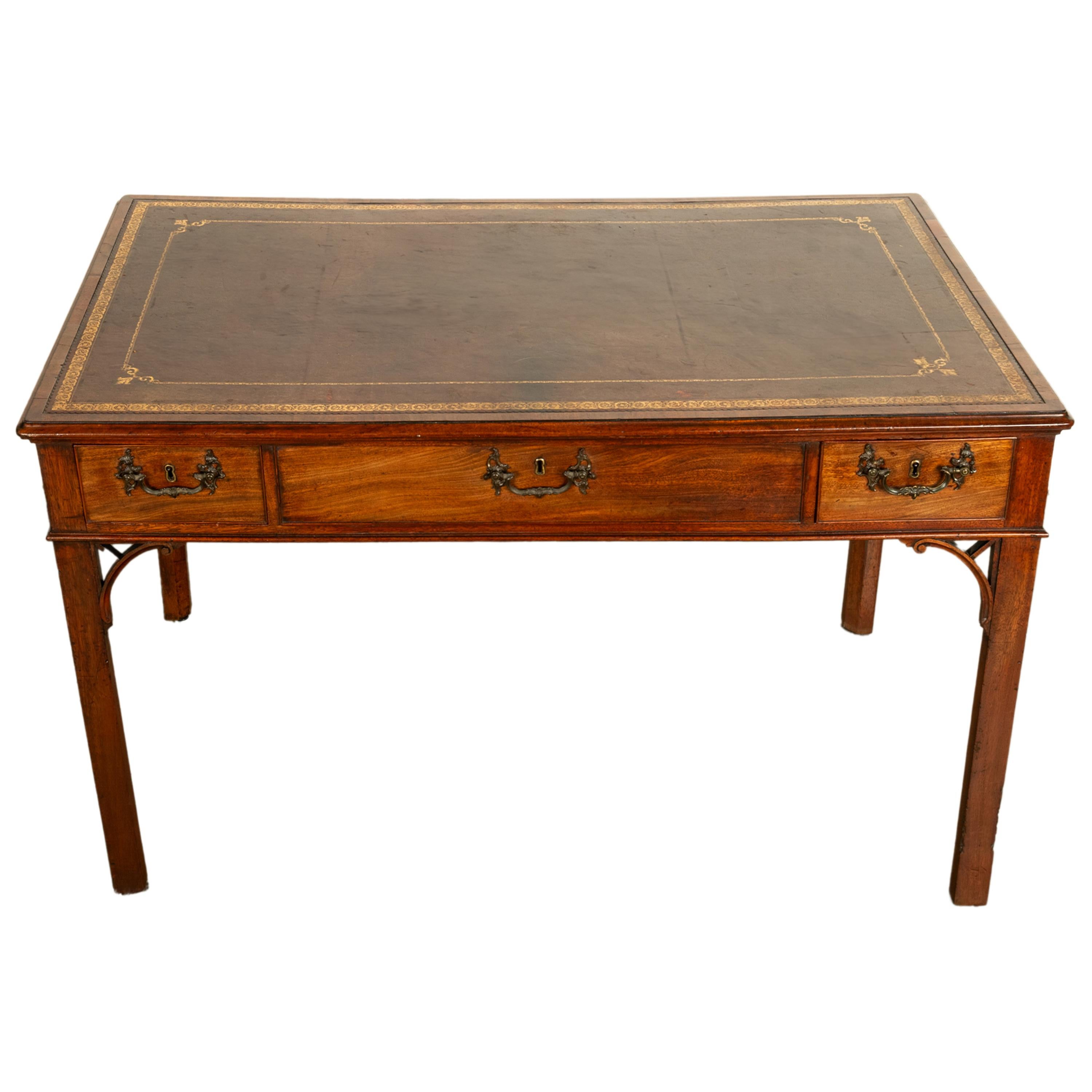Antique Regency Mahogany Library Table Leather Top Partners Writing Desk 1820 3