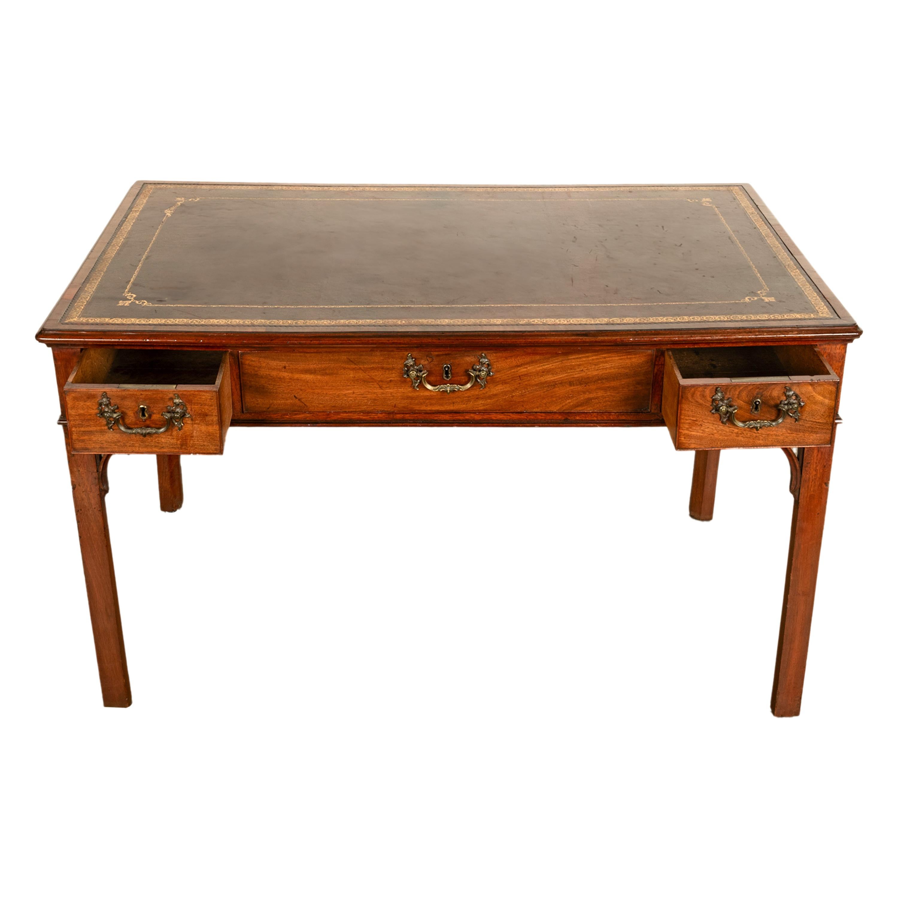 Antique Regency Mahogany Library Table Leather Top Partners Writing Desk 1820 4