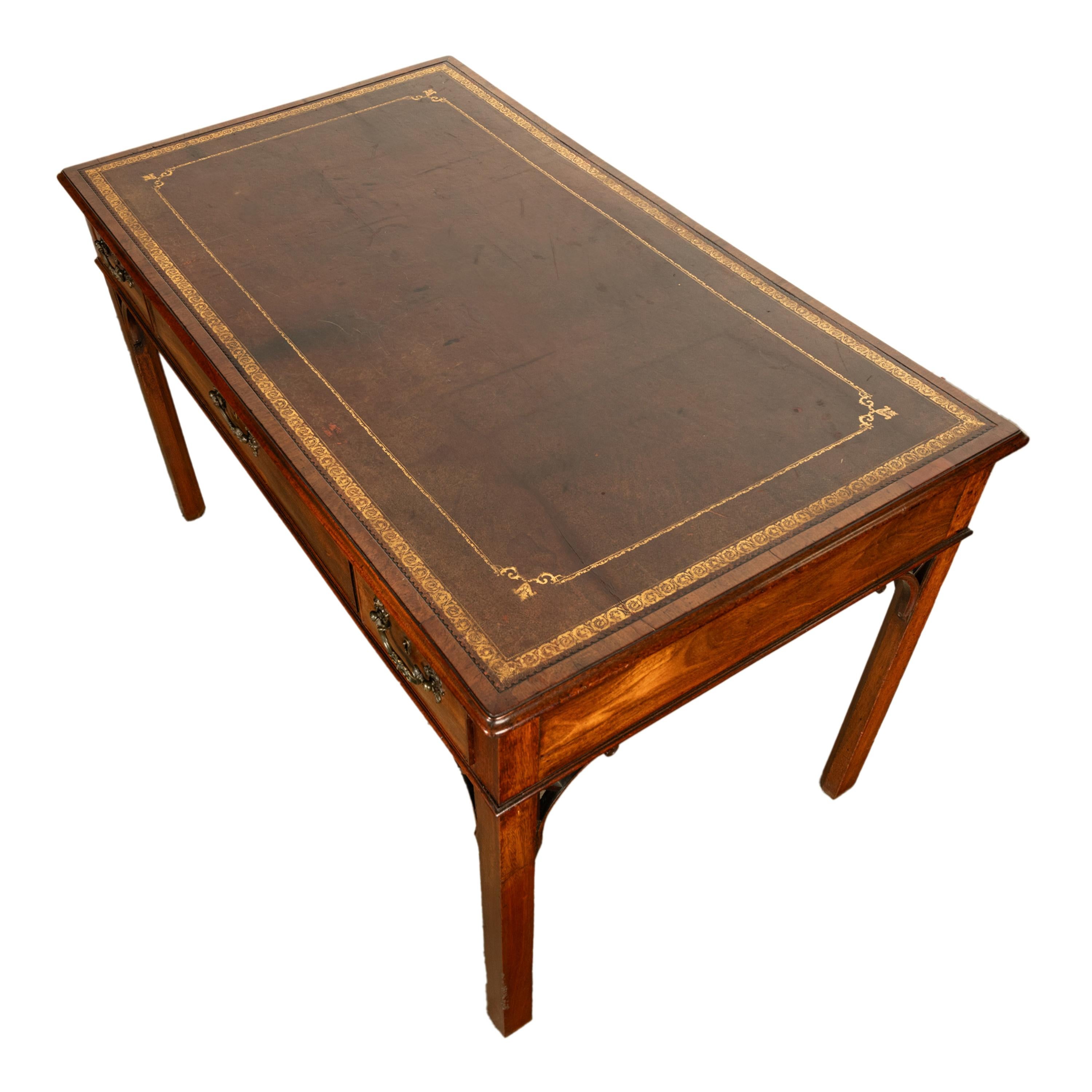 Antique Regency Mahogany Library Table Leather Top Partners Writing Desk 1820 10