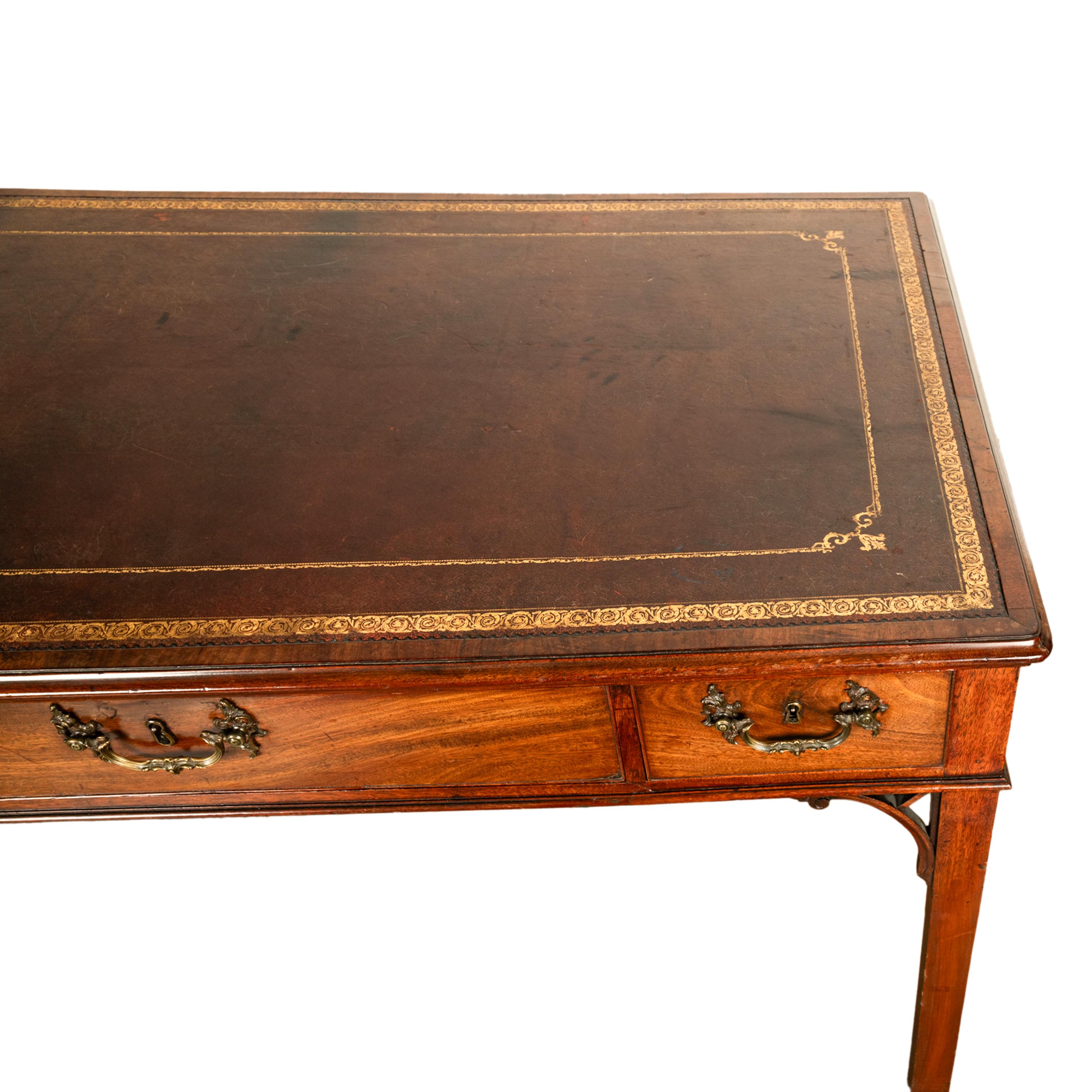 Antique Regency Mahogany Library Table Leather Top Partners Writing Desk 1820 12