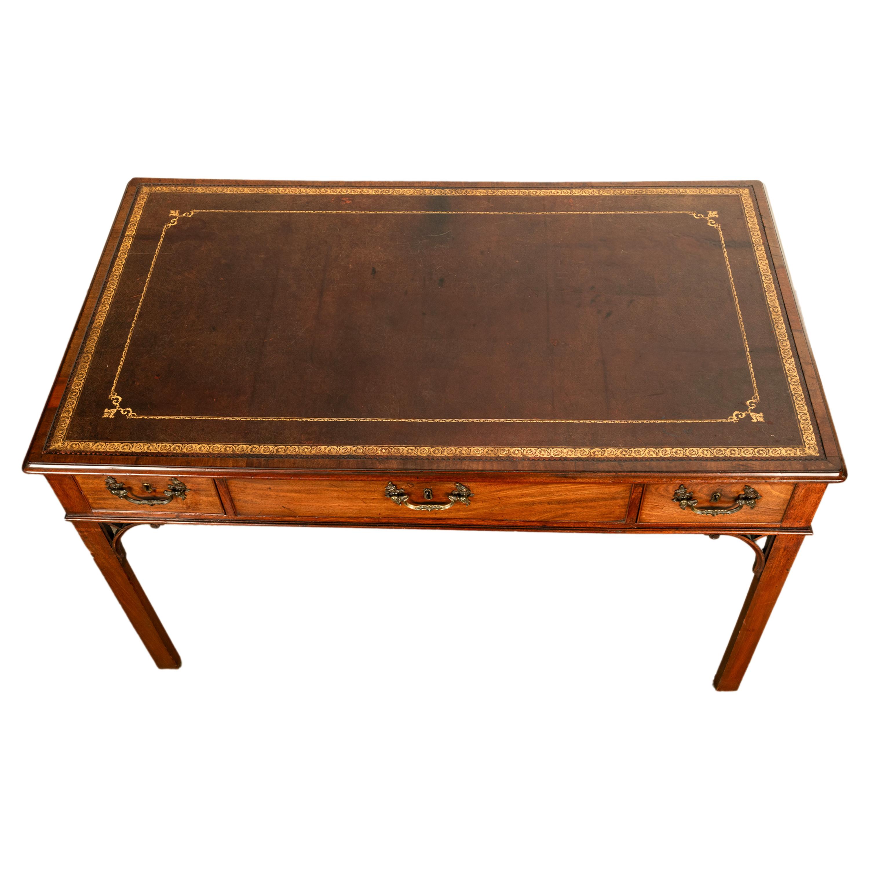English Antique Regency Mahogany Library Table Leather Top Partners Writing Desk 1820