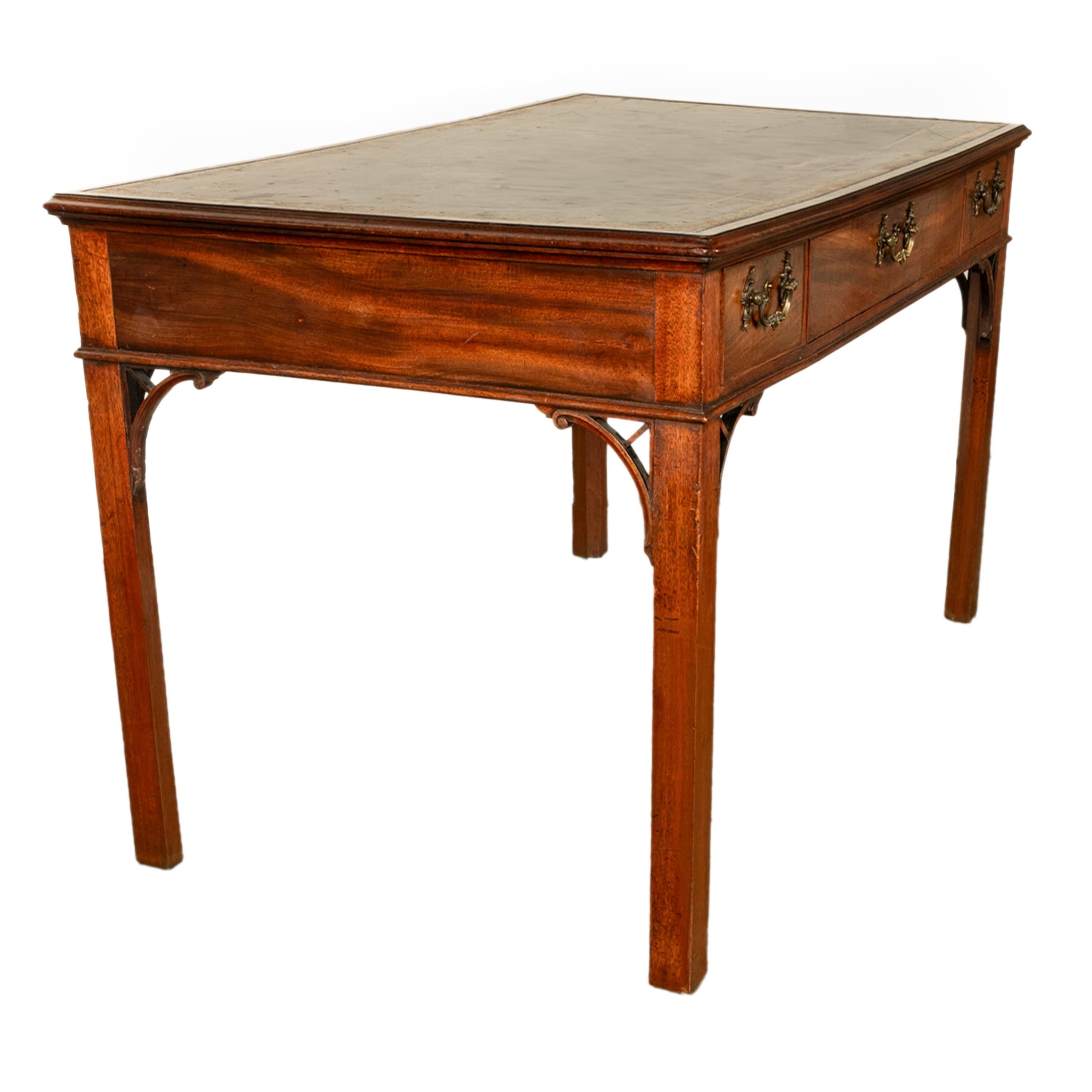 Antique Regency Mahogany Library Table Leather Top Partners Writing Desk 1820 1