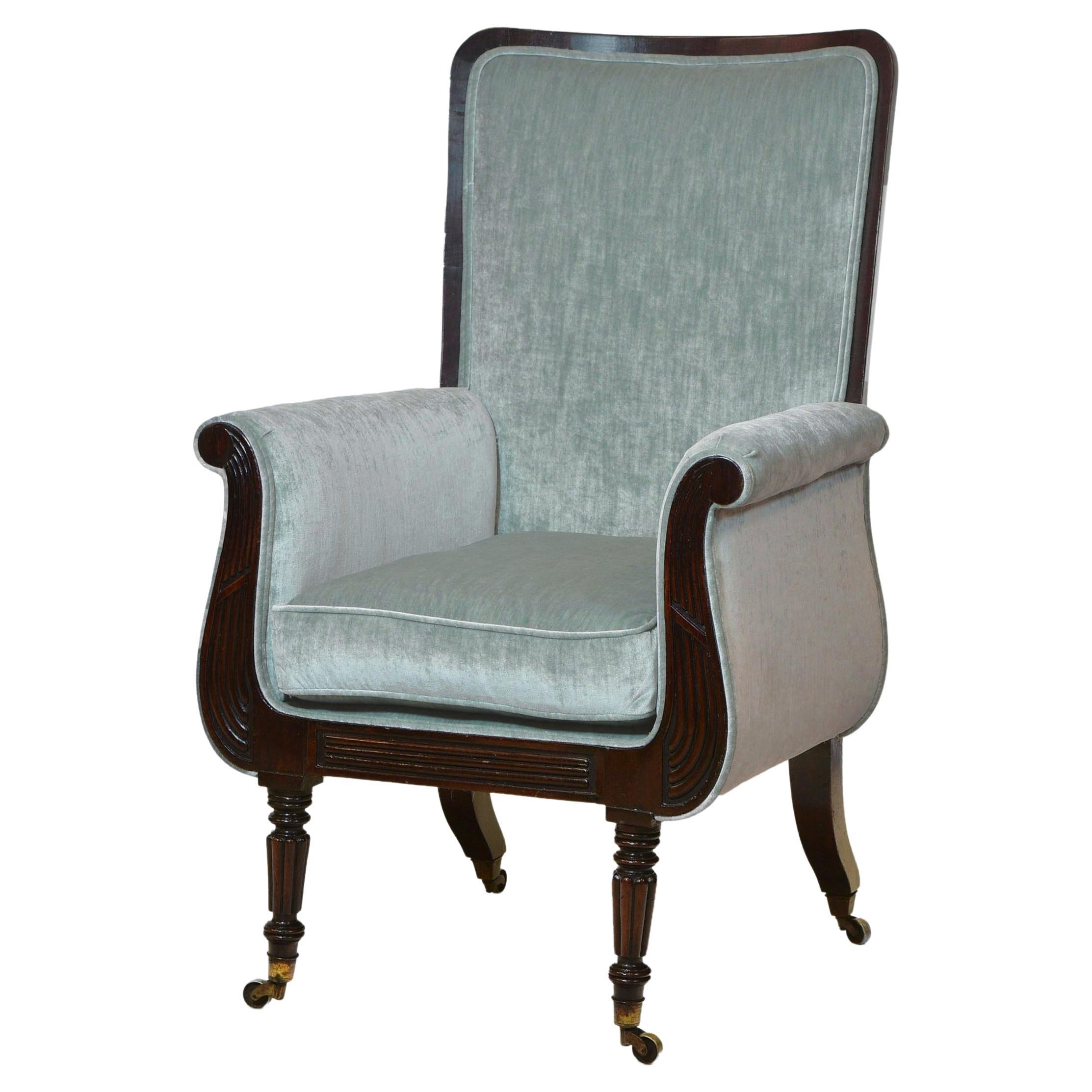 Antique fauteuil Regency anglais en forme de lyre, Cira 1825